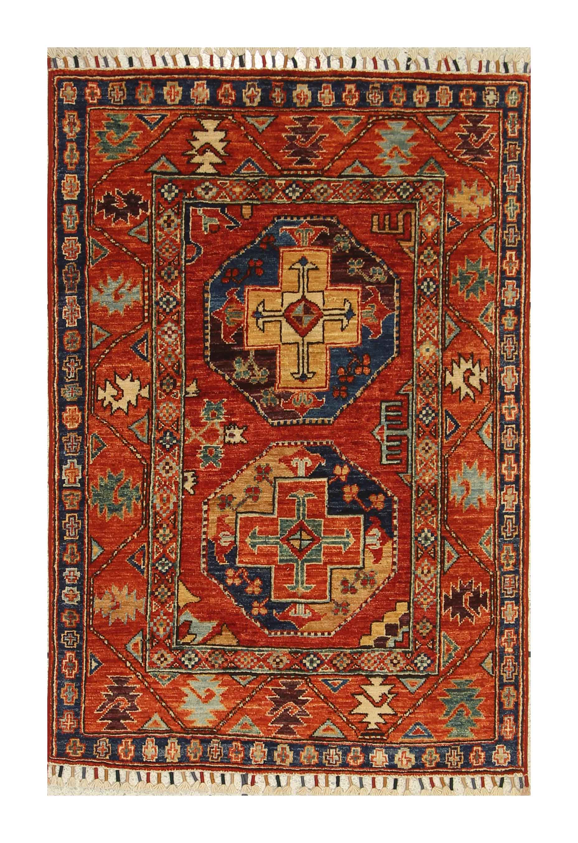 3x4 Red Ersari Hand Knotted Afghan Oriental Rug - Yildiz Rugs