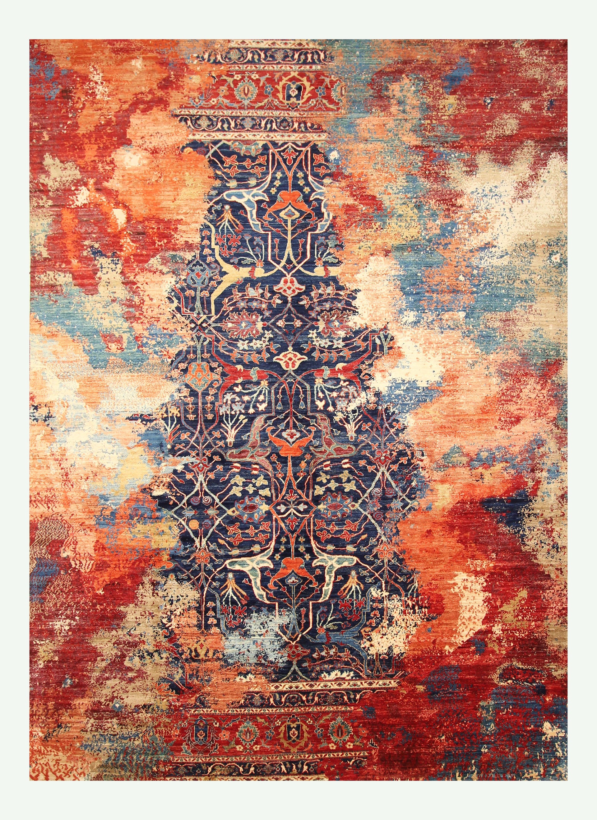 8'7"x11'11" Navy Blue Bidjar Afghan Hand-Knotted Modern Rug