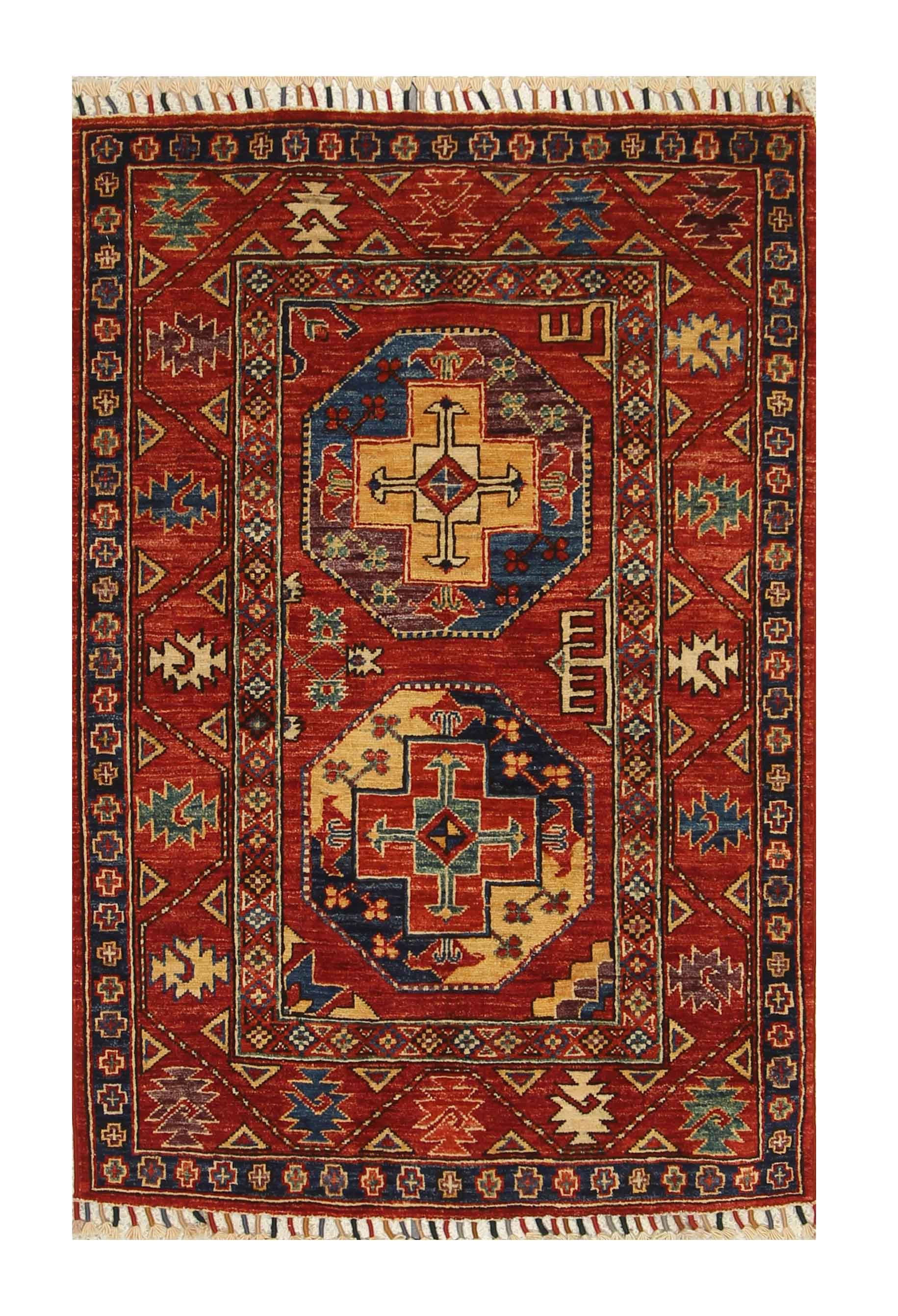 3x4 Red Ersari Hand Knotted Afghan Oriental Rug - Yildiz Rugs