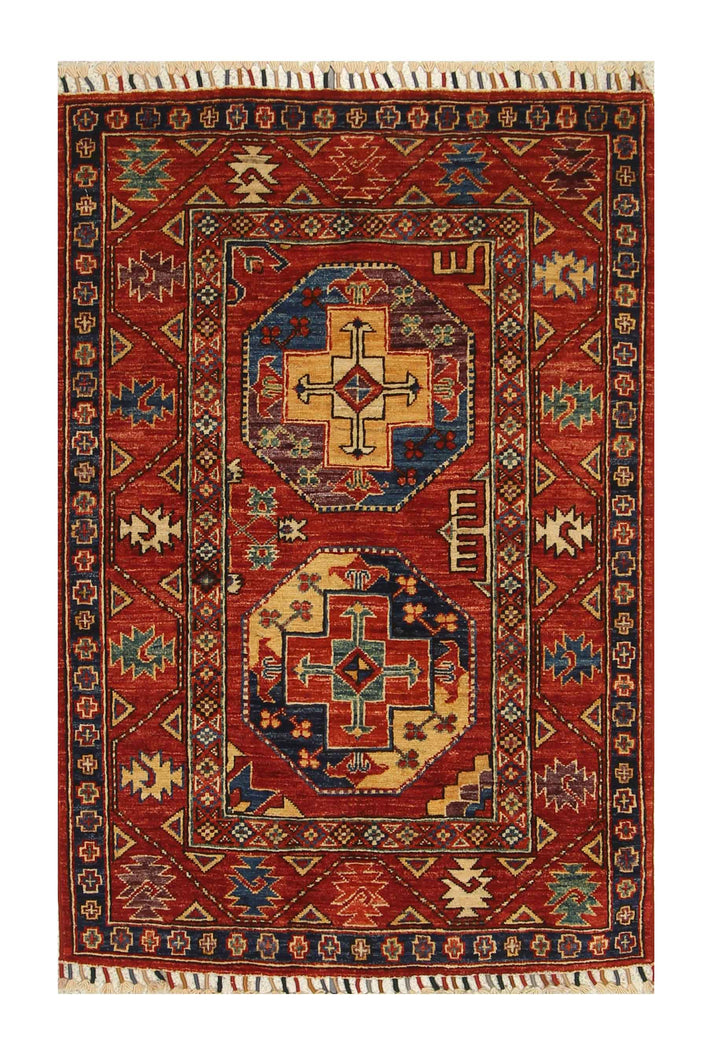 3x4 Red Ersari Hand Knotted Afghan Oriental Rug - Yildiz Rugs