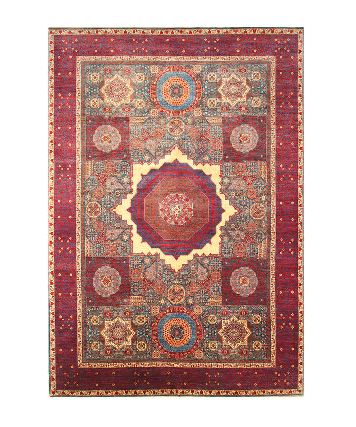 10x14 Teal Blue Mamluk Hand knotted Turkish Medallion Rug