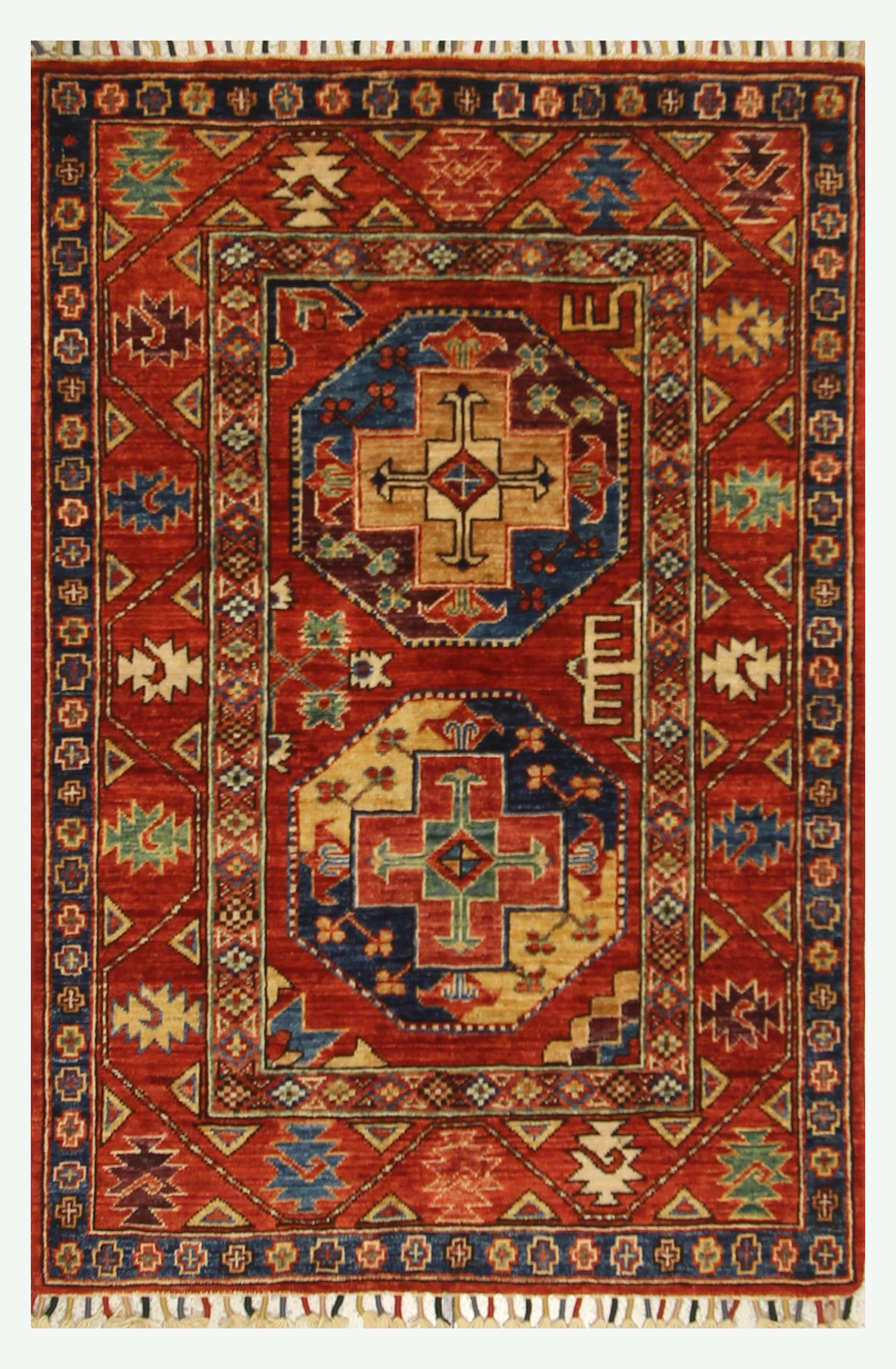 3x4 Red Ersari Hand Knotted Afghan Wool Oriental Rug - Yildiz Rugs