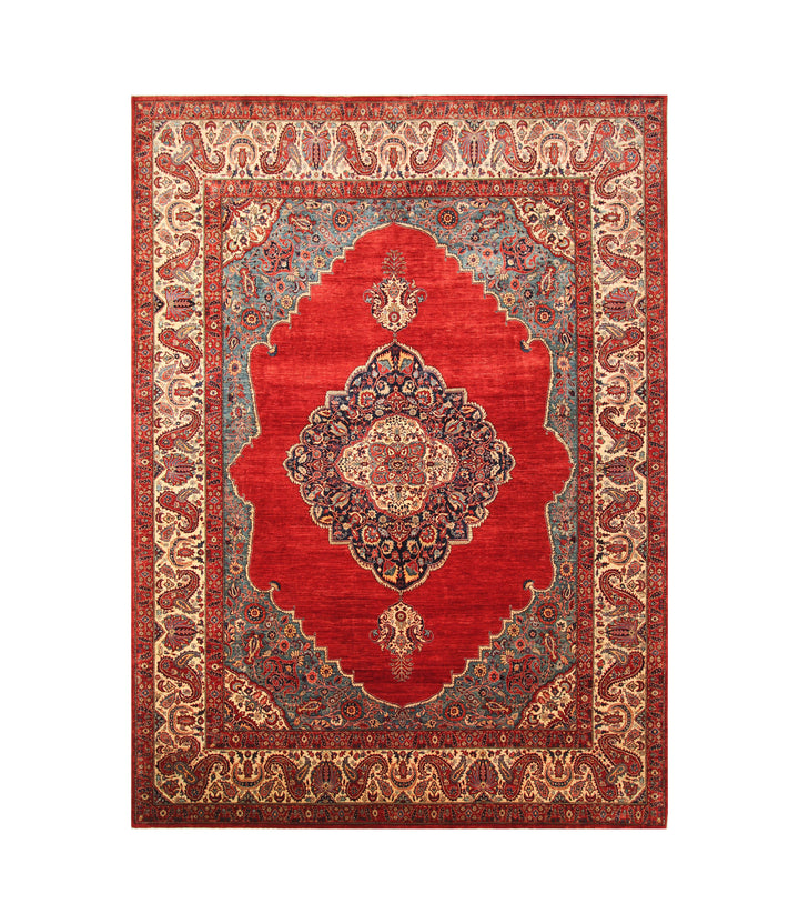 9x12 Red Afghan hand knotted Medallion Oriental Rug