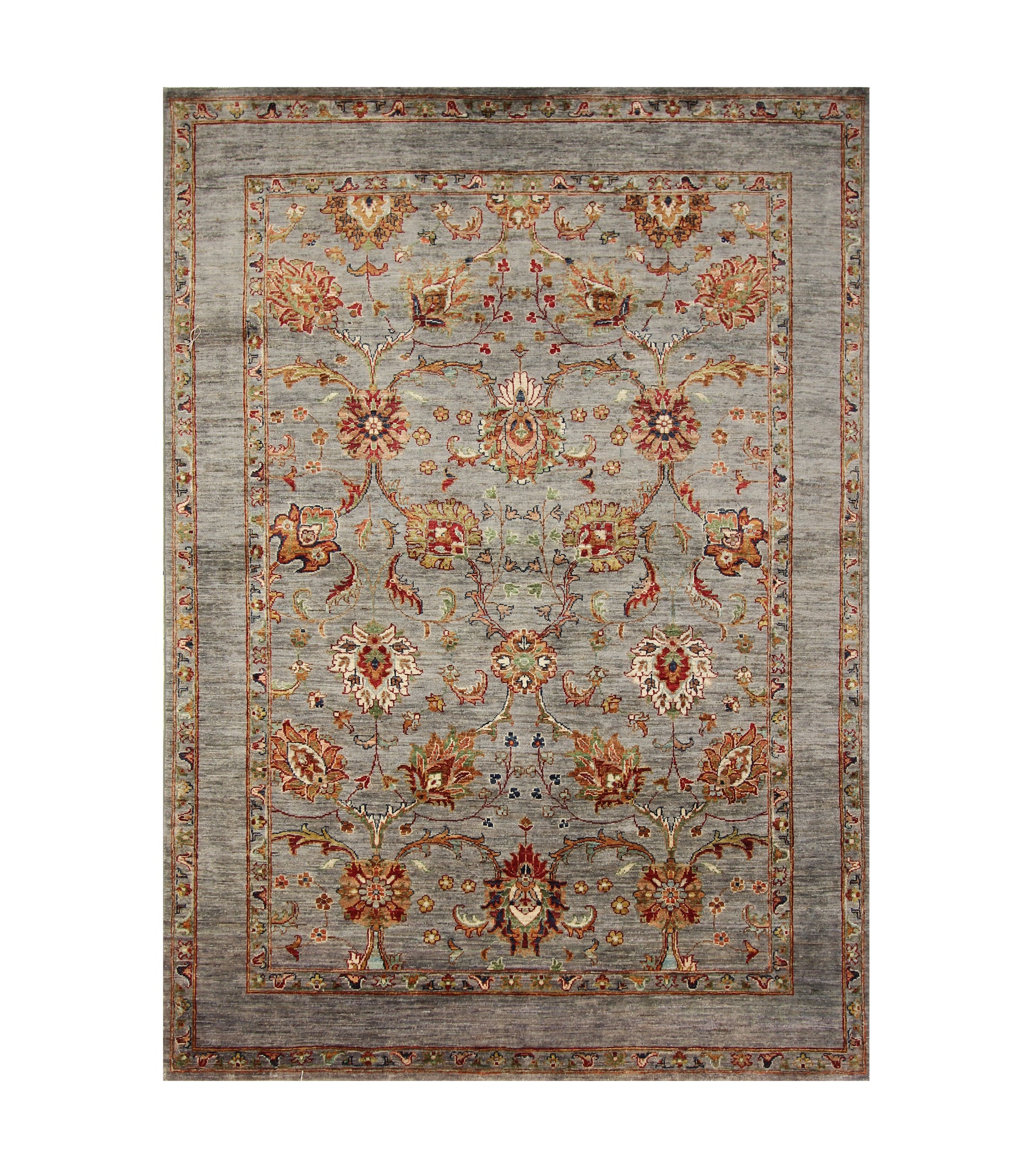 6x8 Blueish Gray Waziri Afghan Hand Knotted Oriental Rug