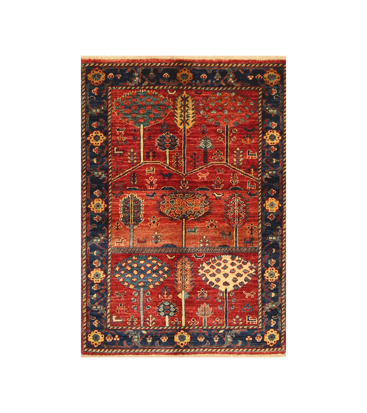 3x4 Red Gabbeh Tree of Life Hand Knotted Rug