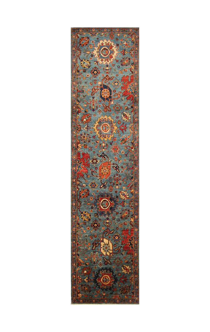 11 ft Blue Bidjar Afghan Hand knotted Oriental Runner Rug