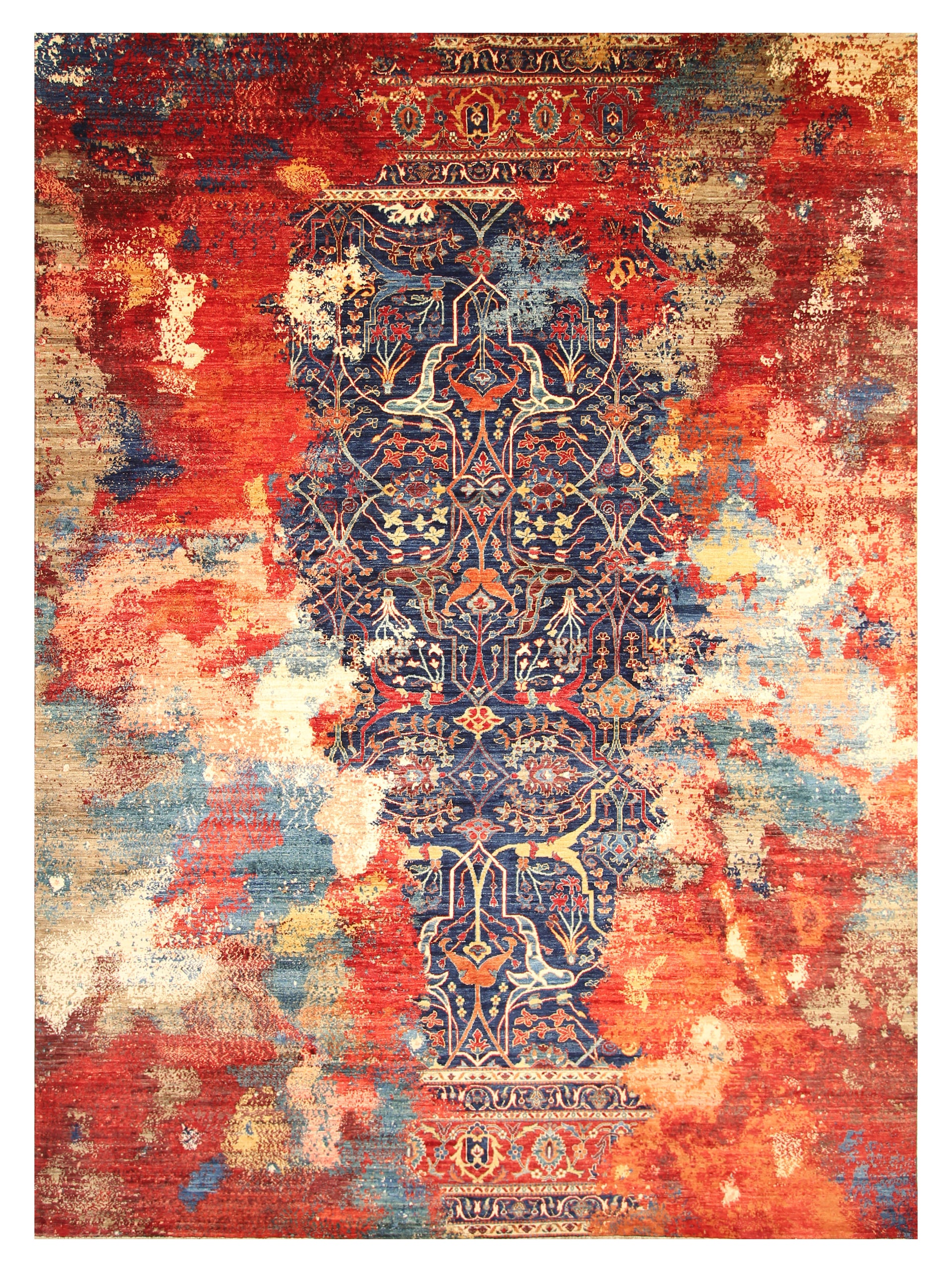 8'11"x11'9" Navy Blue BidjarAfghan Hand-Knotted Modern Rug