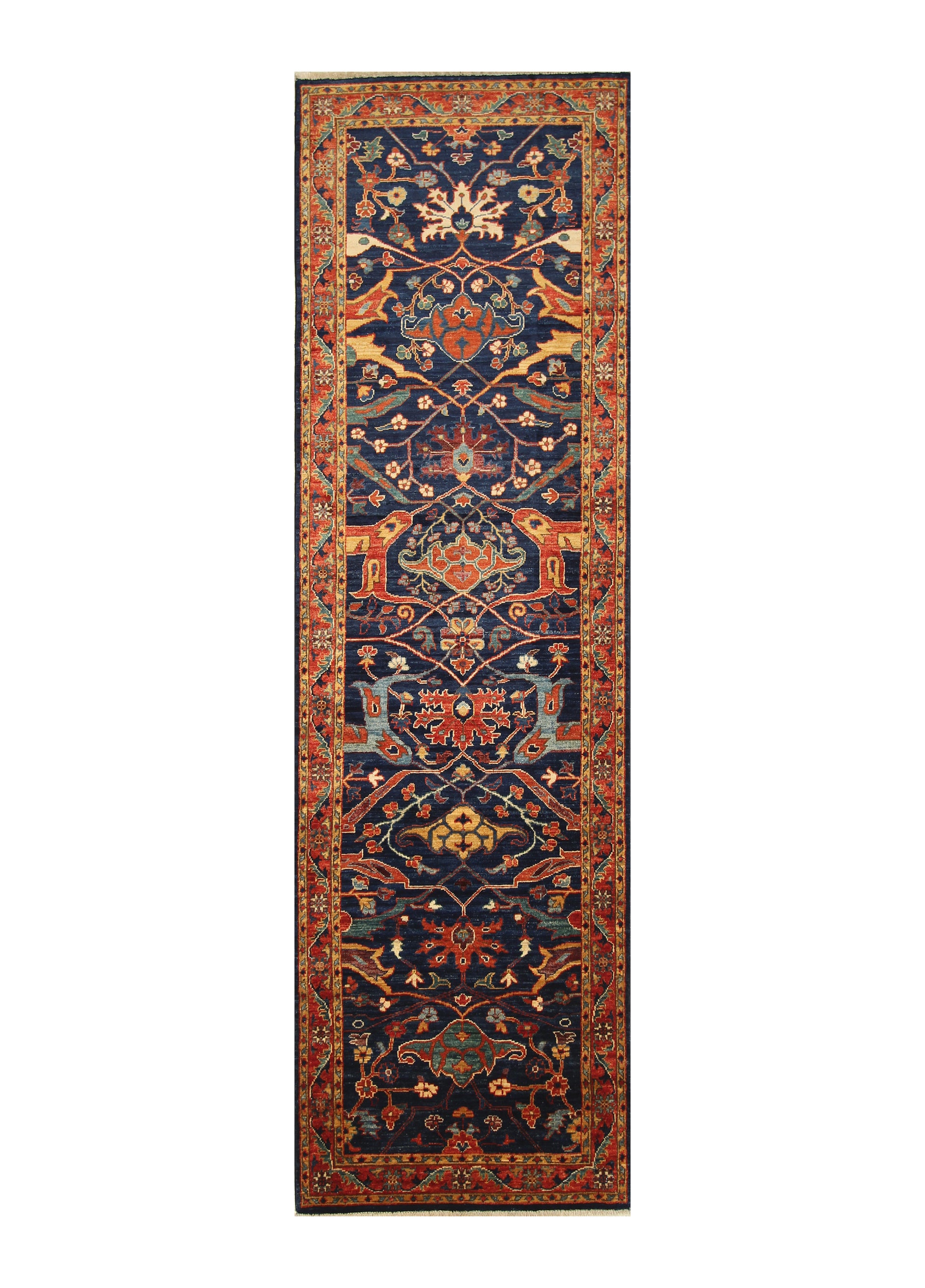 10 ft Navy Blue Bidjar Afghan Hand knotted Oriental Runner Rug