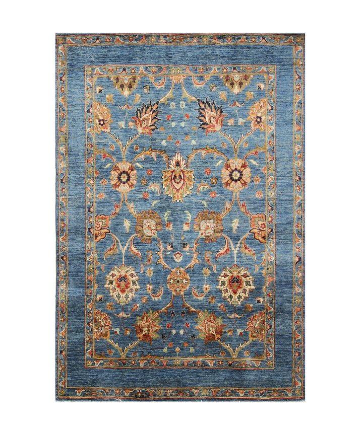 5x7 Blue Waziri Afghan Hand Knotted Oriental Rug