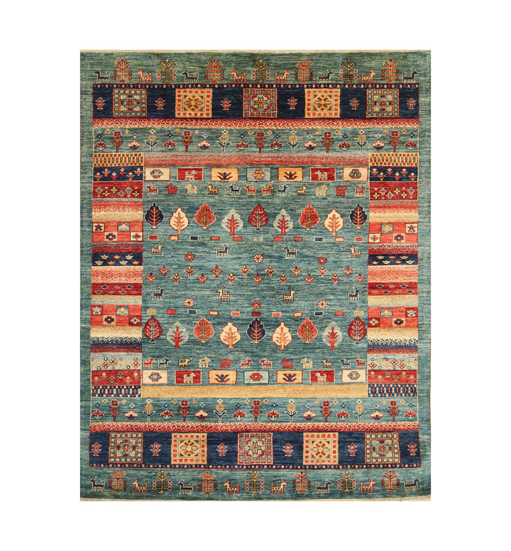 5x7 Teal Green Gabbeh Kashkuli Afghan hand knotted Rug