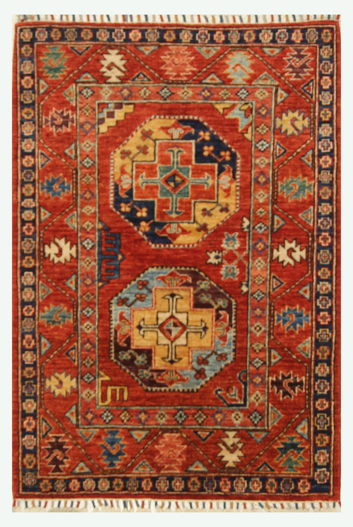 3x4 Red Ersari Hand Knotted Afghan Oriental Rug - Yildiz Rugs