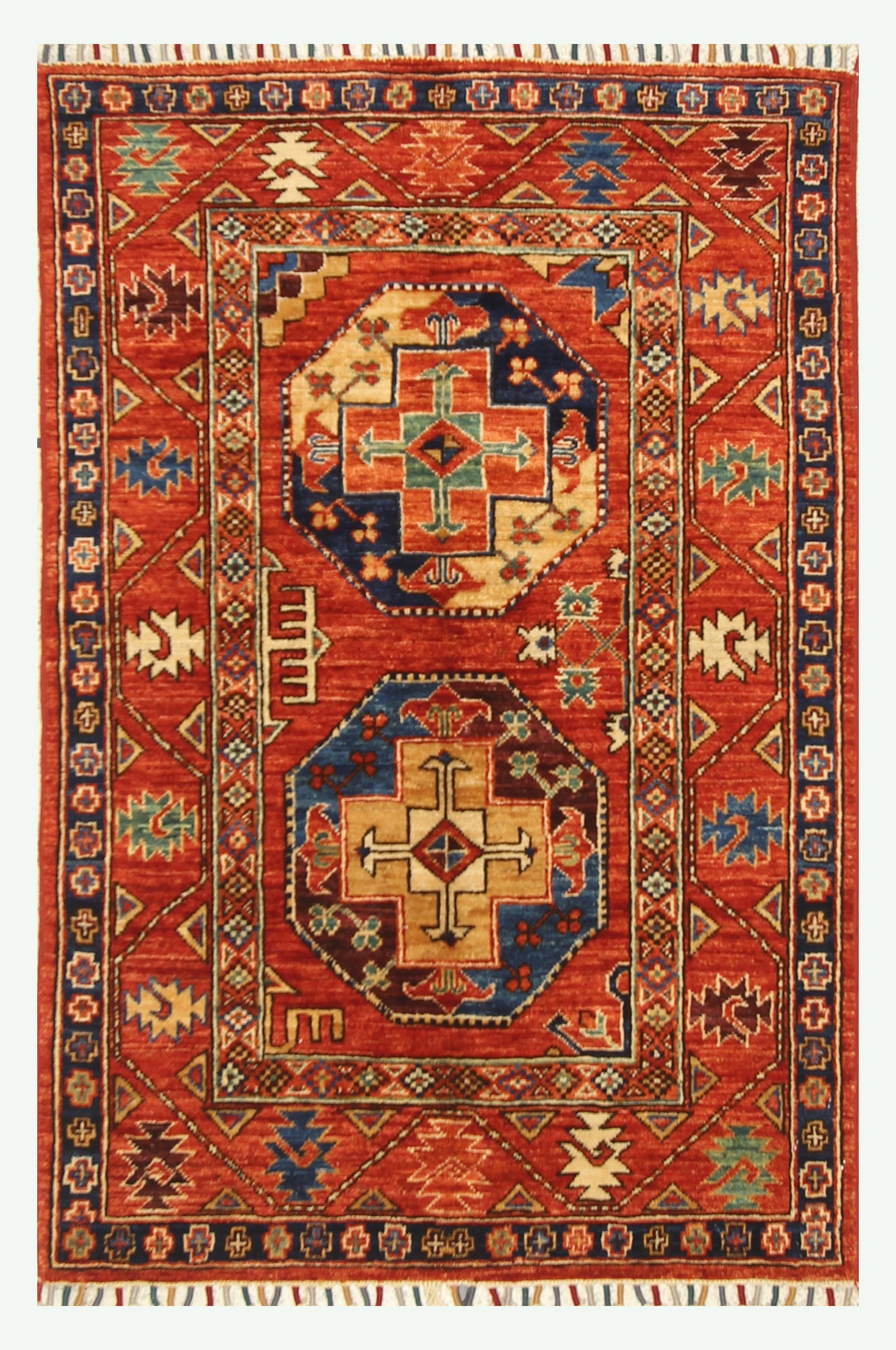 3x4 Red Ersari Hand Knotted Afghan Wool Oriental Rug - Yildiz Rugs