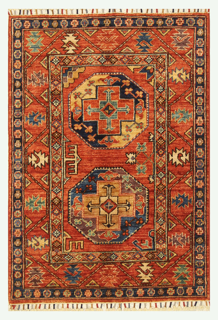 3x4 Red Ersari Hand Knotted Afghan Oriental Rug - Yildiz Rugs