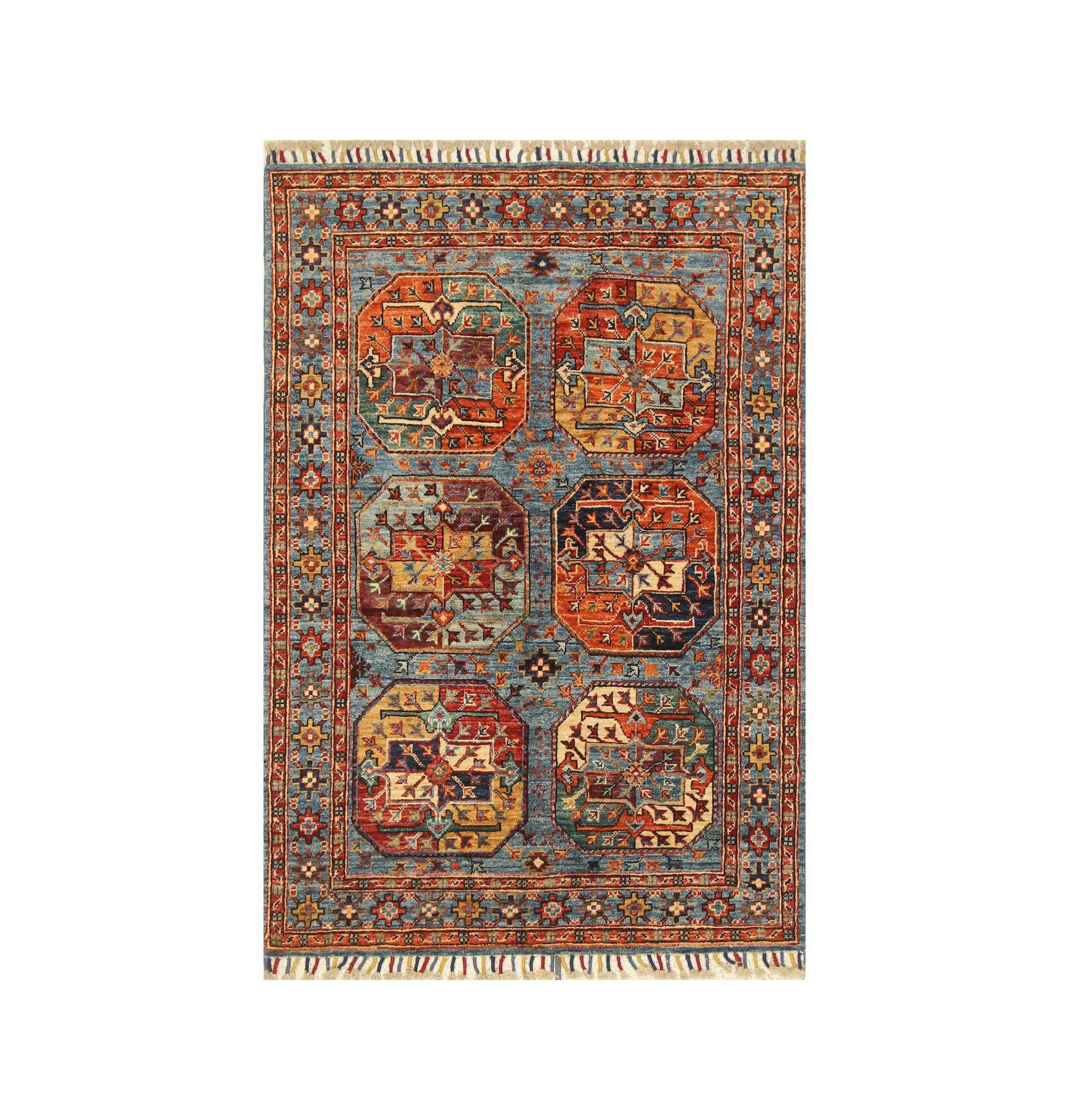 3x5 Blue Ersari Afghan Hand knotted Oriental Rug