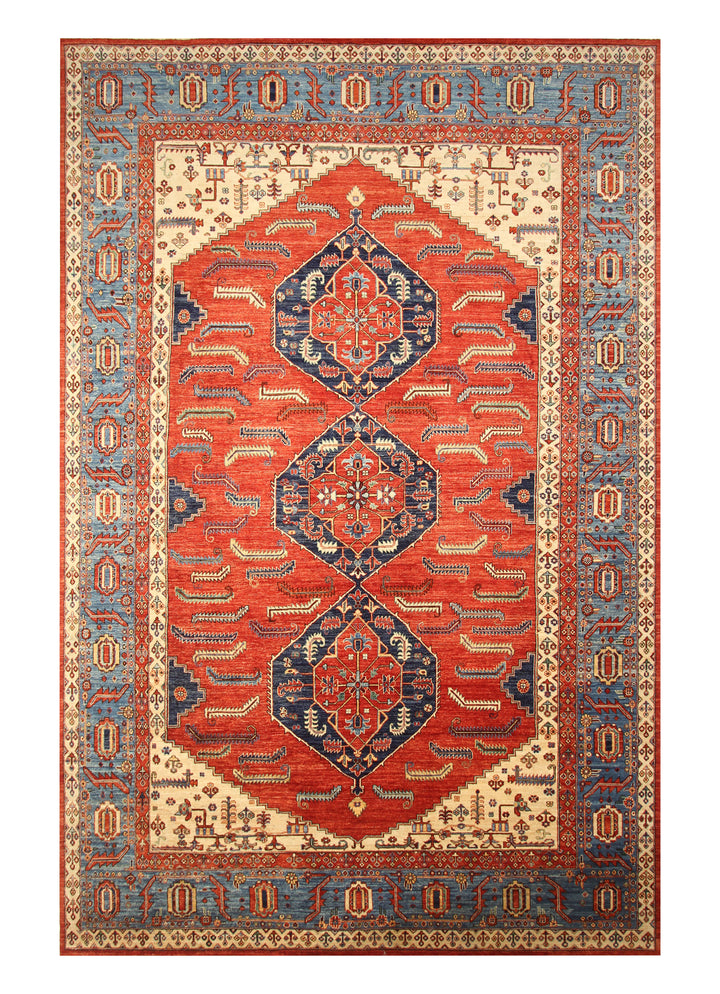 10x15 Red Heriz Afghan Hand knotted Oriental Medallion Rug