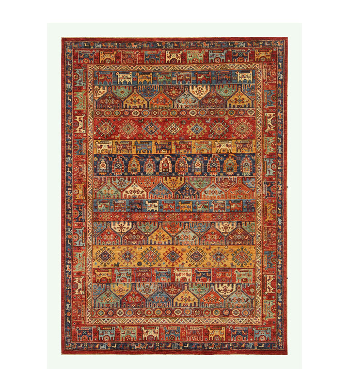 5x7 Red Tribal Gabbeh Afghan Hand Knotted Animal Rug