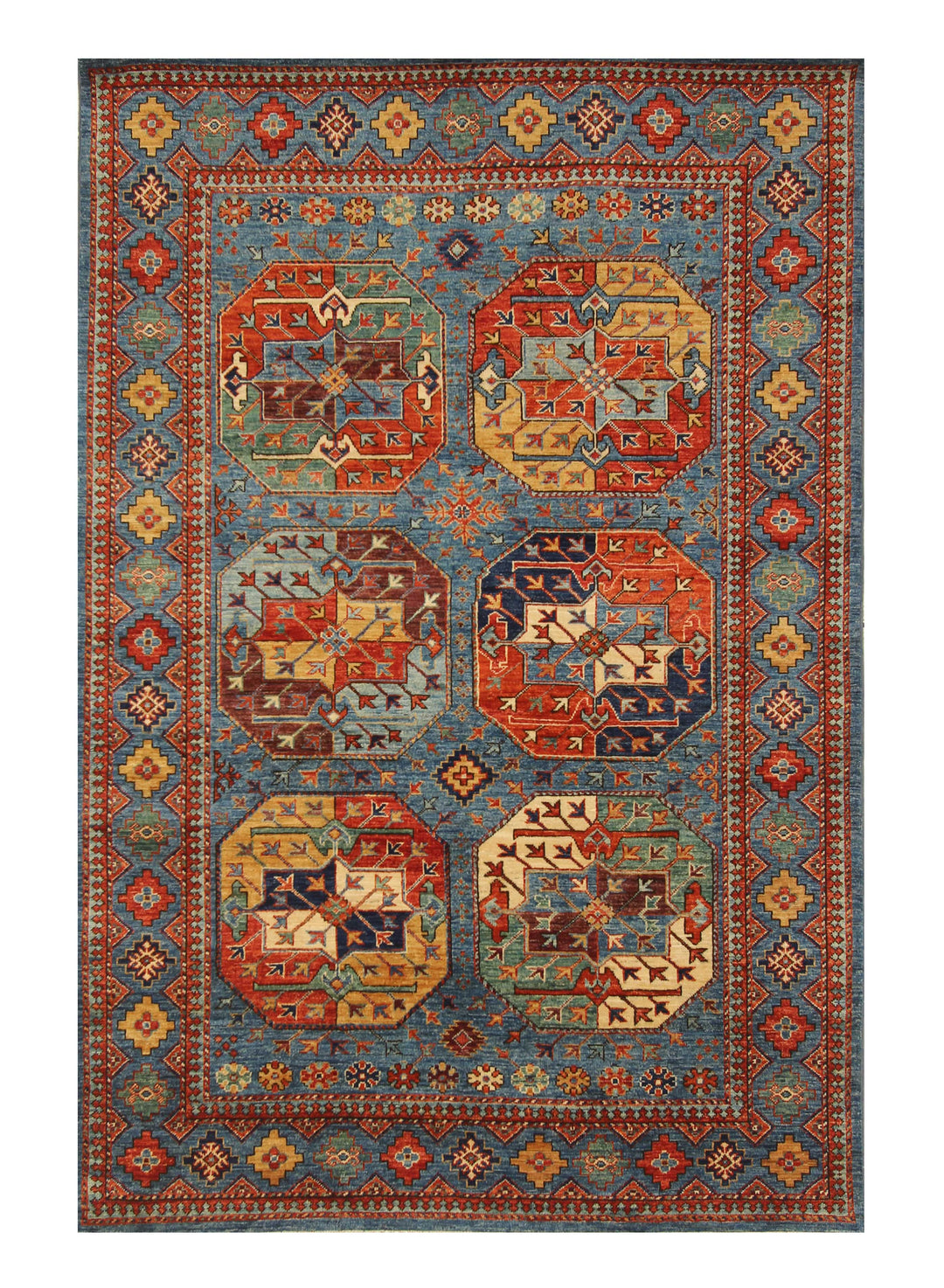 5x7 Blue Ersari Turkmen Afghan hand knotted Tribal Oriental Rug - Yildiz Rugs