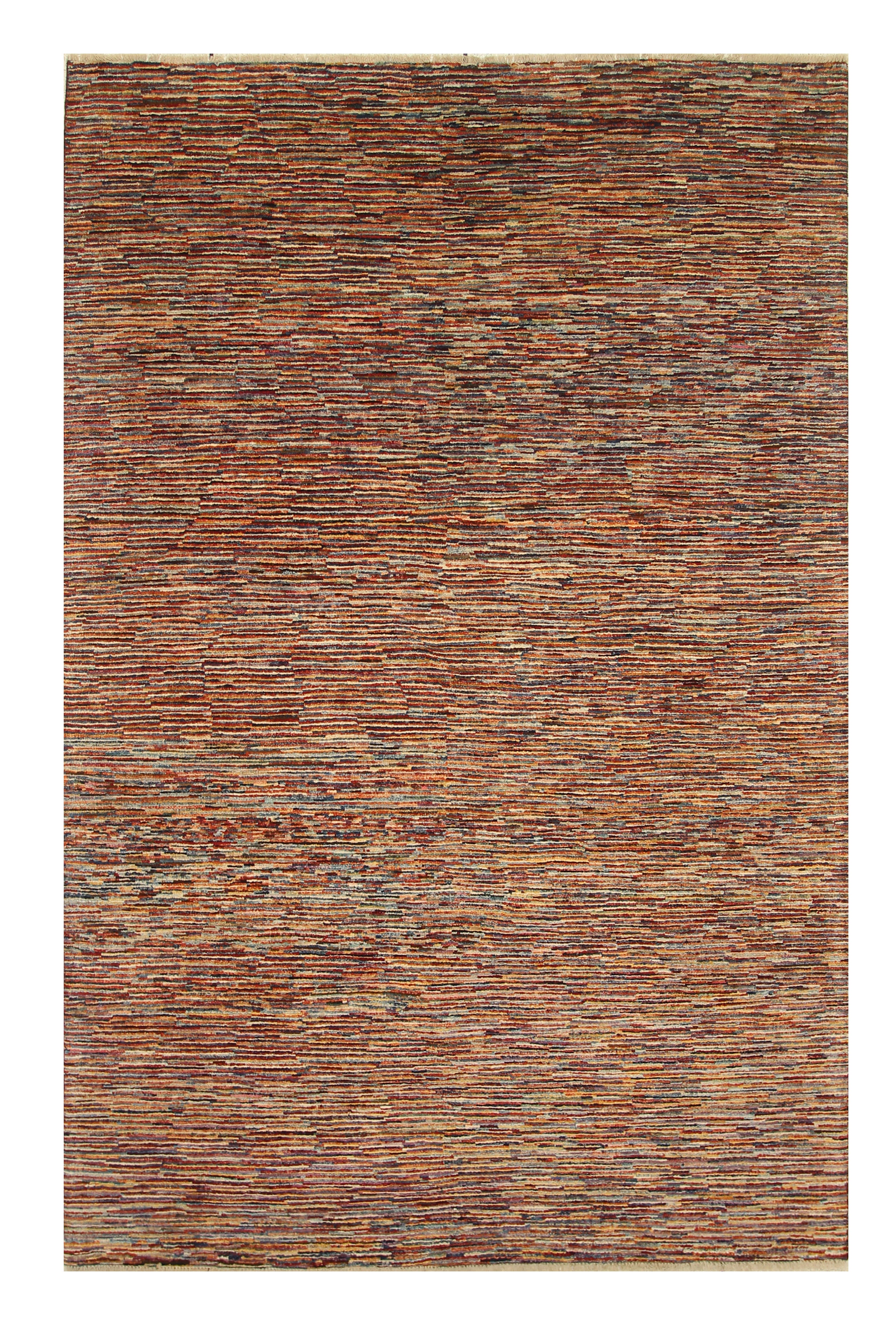 6'1"x9'5" Striped Gabbeh Afghan Hand knotted Rug - Yildiz Rugs