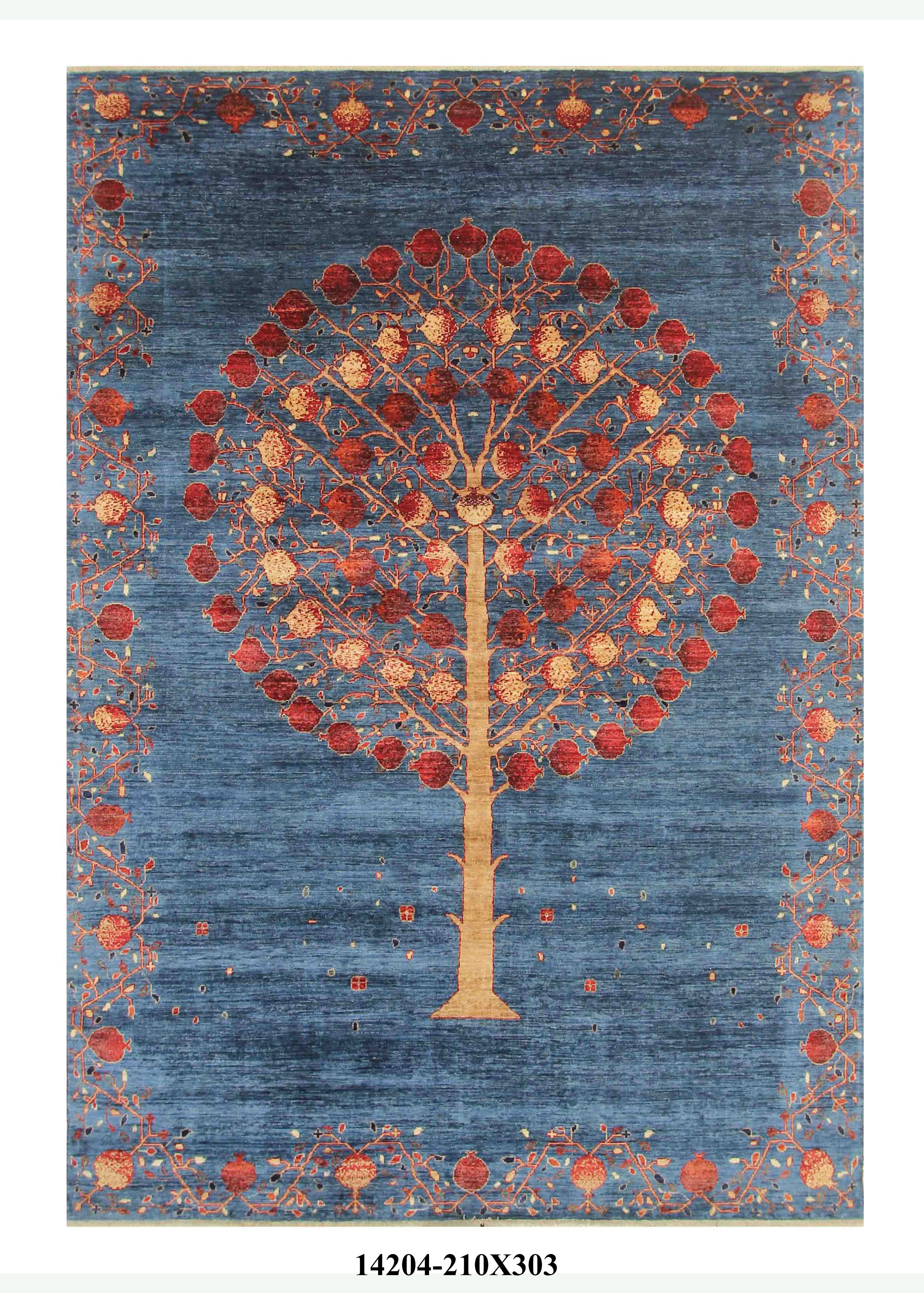 7x10 Navy Blue Gabbeh Hand Knotted Wool Rug - Yildiz Rugs