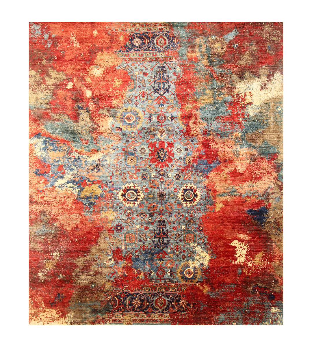 9 x 12 ft Blue Modern Bidjar Afghan Hand knotted Abstract Oriental Rug - Yildiz Rugs