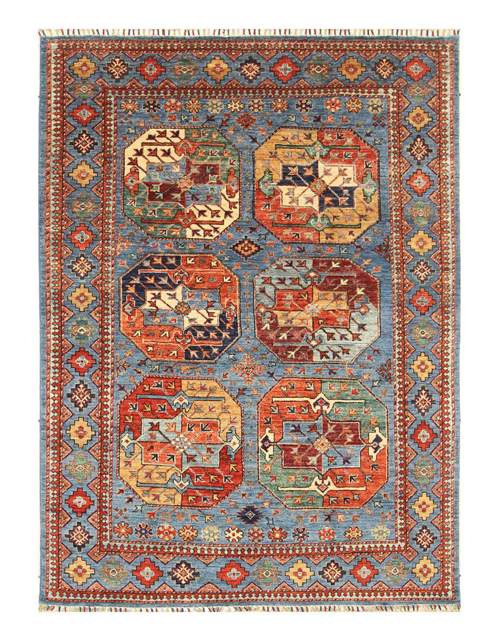 5x7 Blue Ersari Turkmen Afghan Tribal Rug