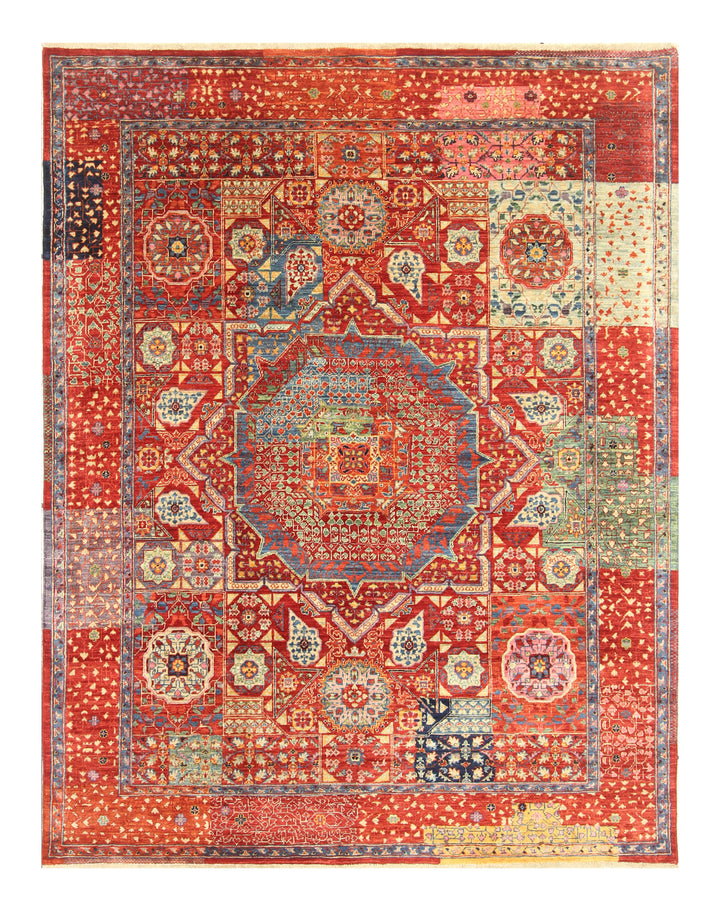 5x7 Rusty Red Mamluk Turkish Hand Knotted Modern Medallion Rug - Yildiz Rugs