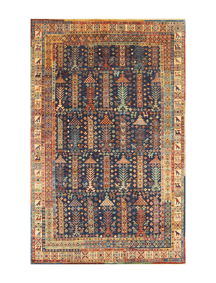 5x8 Navy Blue Baluch Afghan Hand Knotted Oriental Rug - Yildiz Rugs