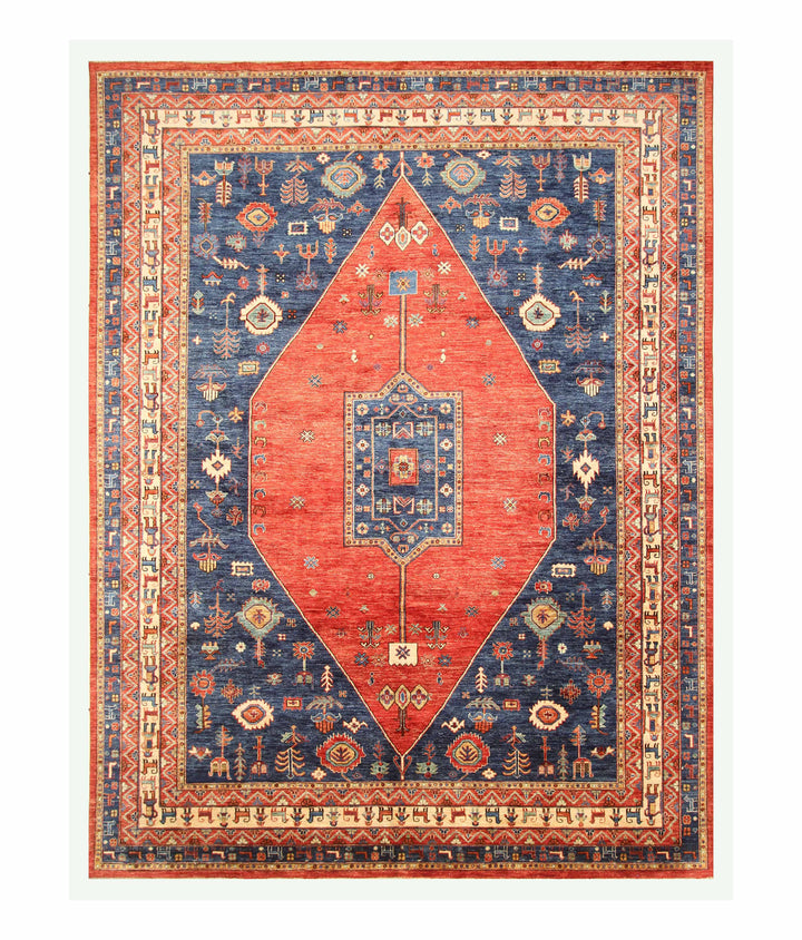 9x12 Red Blue Tribal Gabbeh Afghan Hand knotted Oriental Rug