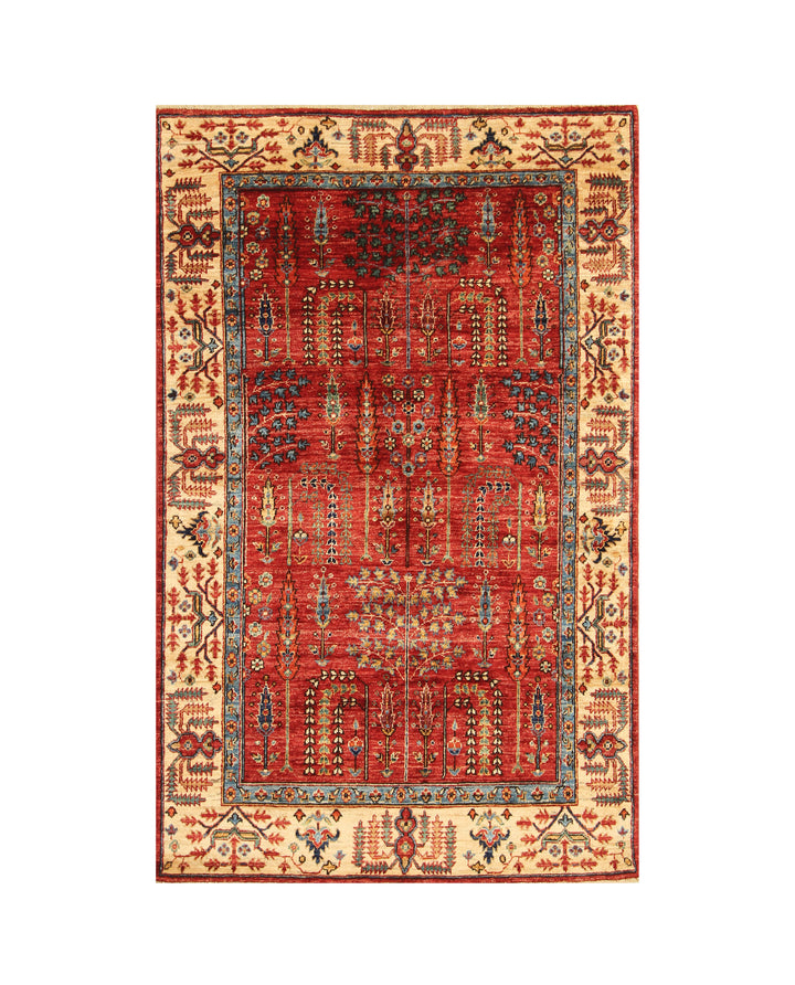 4x6 Red Afghan Bakhshaish Hand Knotted Oriental Rug