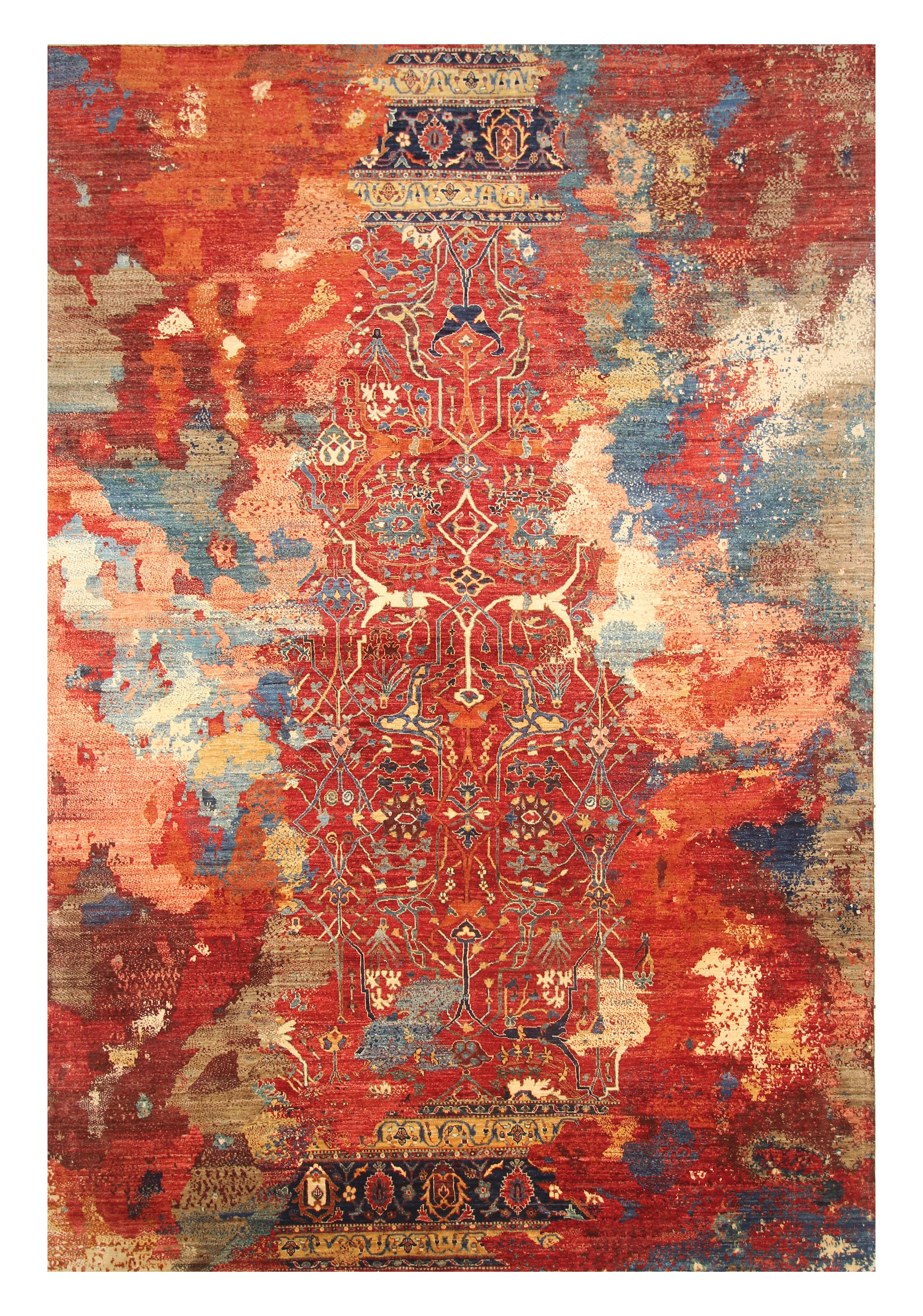 9x12 Red Bidjar Rug: Afghan Hand-Knotted Modern Rug