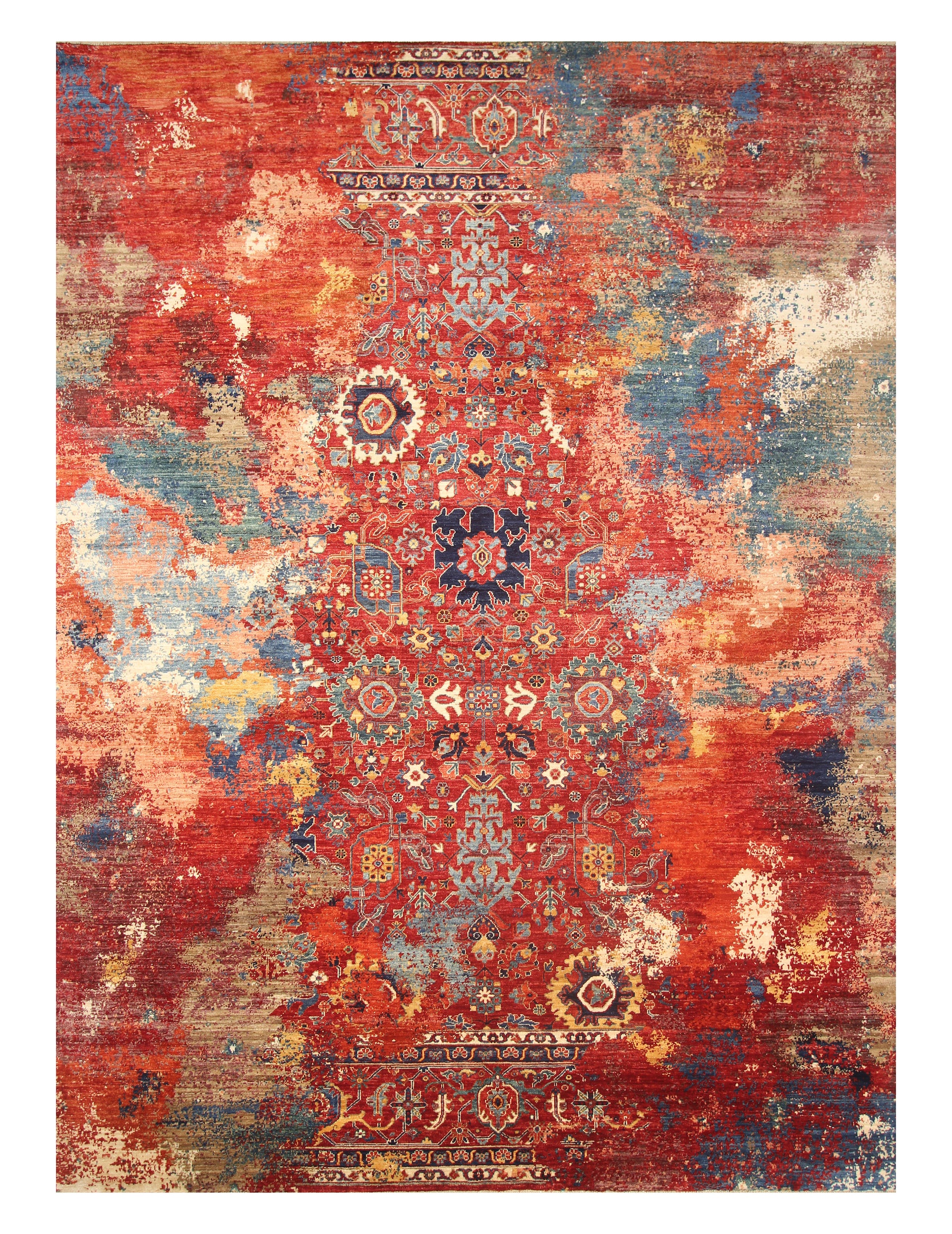 sold 8'10"x11'11" Red Bidjar Afghan Hand-Knotted Modern Rug
