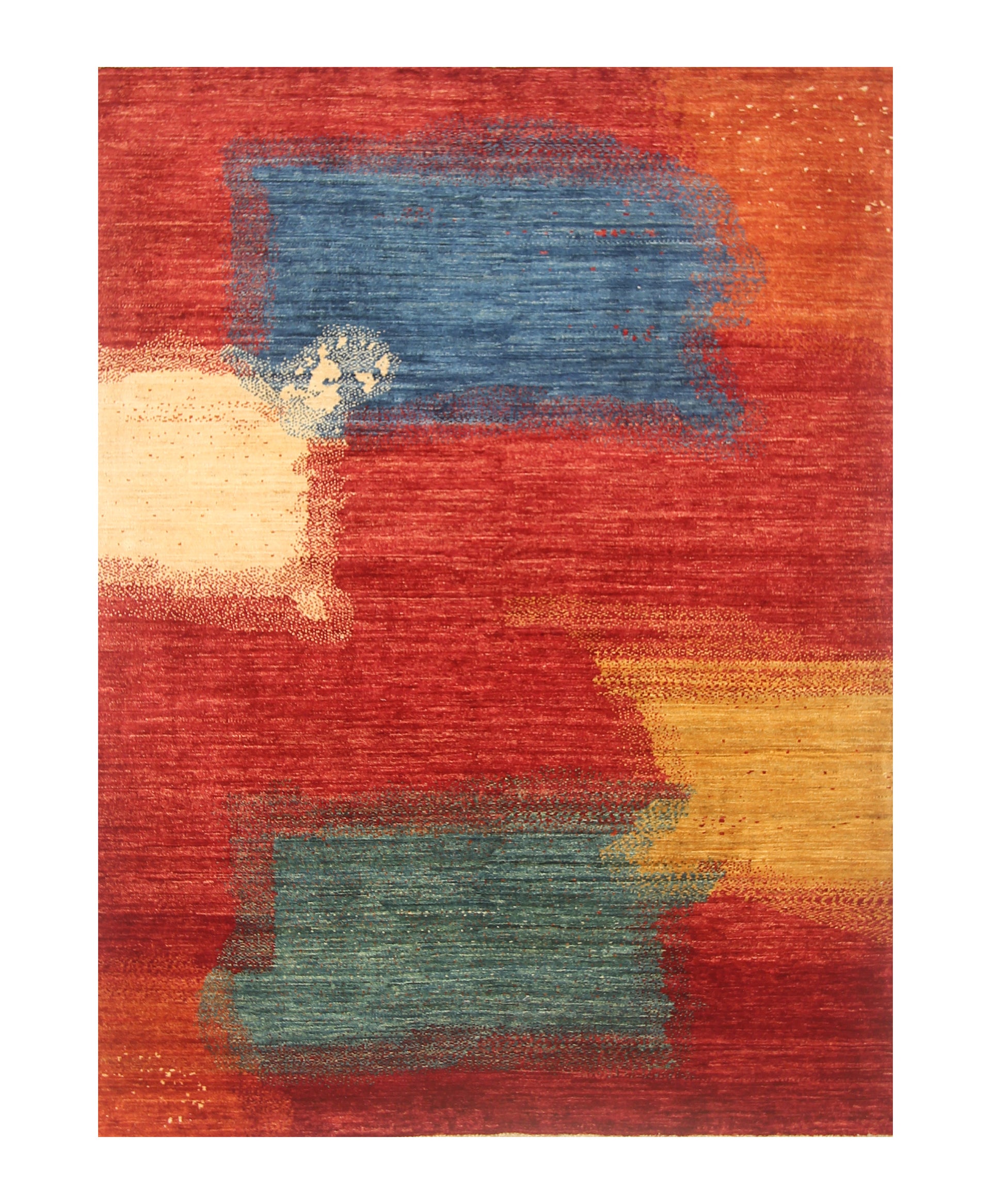 5x7 Red Modern Afghan Hand knotted Abstract Rug
