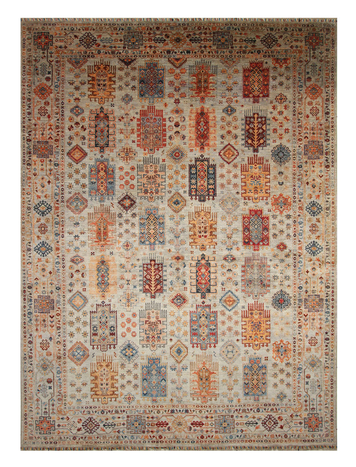 10x14 Gray Afghan Hand-Knotted Oriental Rug - Yildiz Rugs