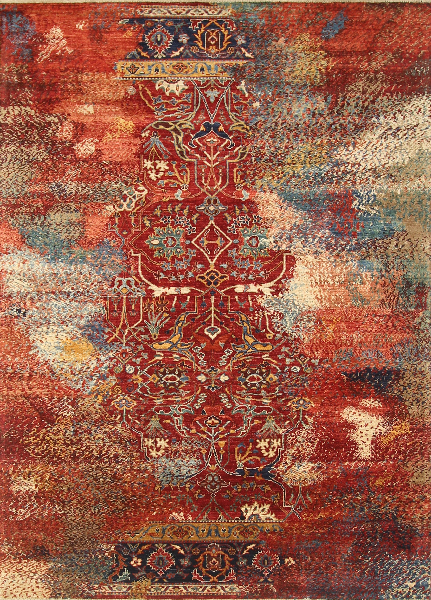 6x8 Red Bidjar Hand-Knotted Wool Modern Rug - Yildiz Rugs