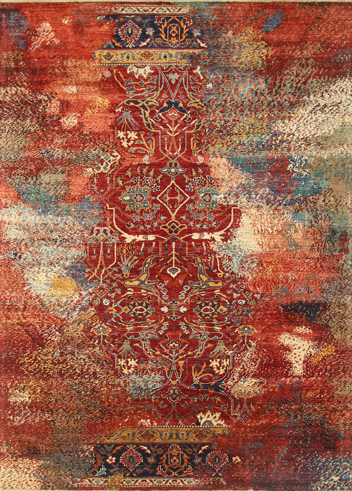 6x8 Red Bidjar Hand-Knotted Wool Modern Rug - Yildiz Rugs