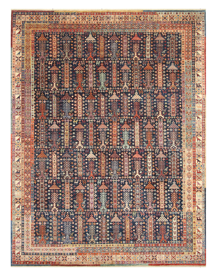 8x10 Afghan Baluch Navy Blue Hand-Knotted Rug - Yildiz Rugs