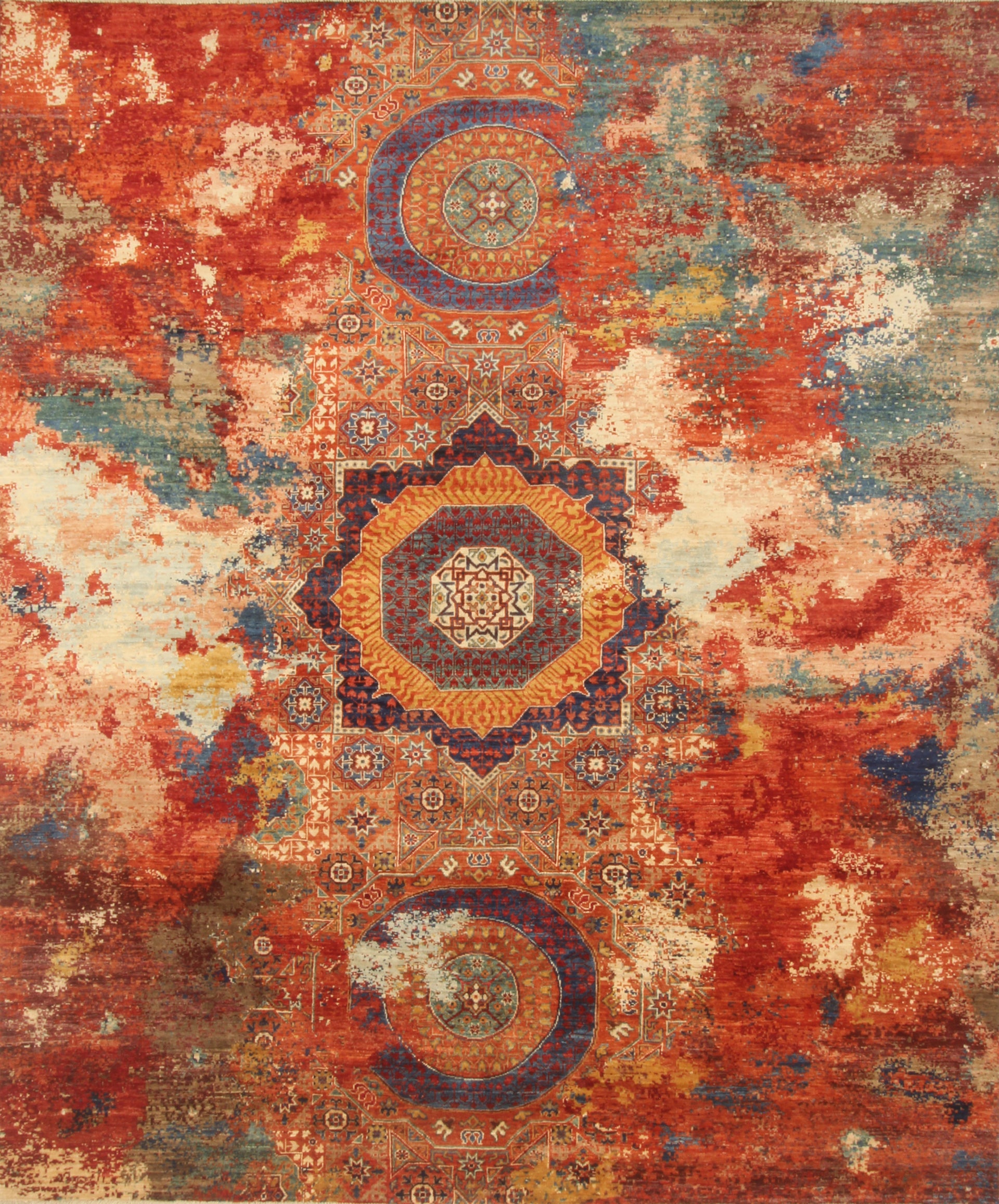 8x10 Red Mamluk Afghan Hand knotted Wool Modern Rug