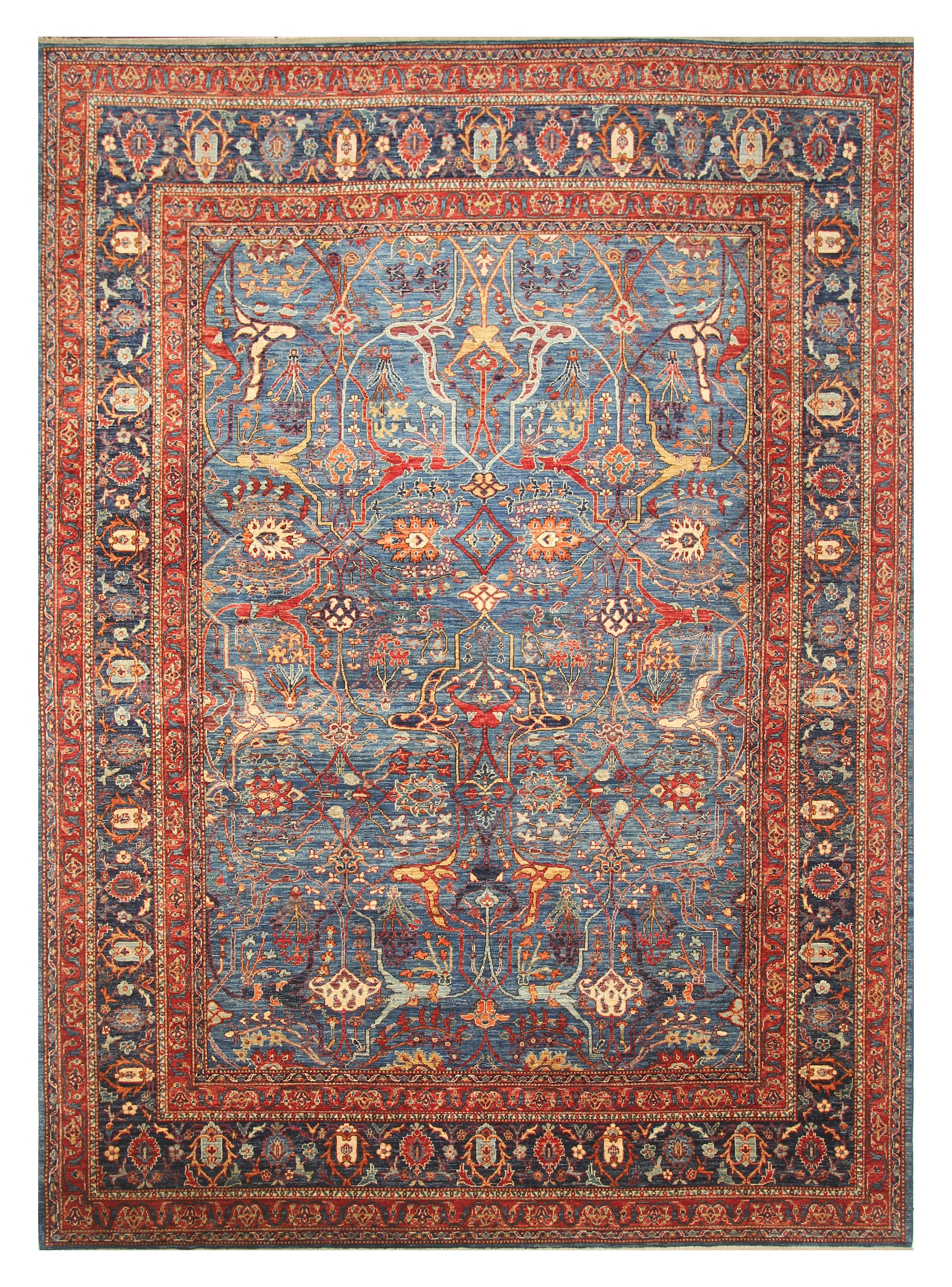 9x12 Navy Blue Bidjar Hand-Knotted Afghan Wool Rug