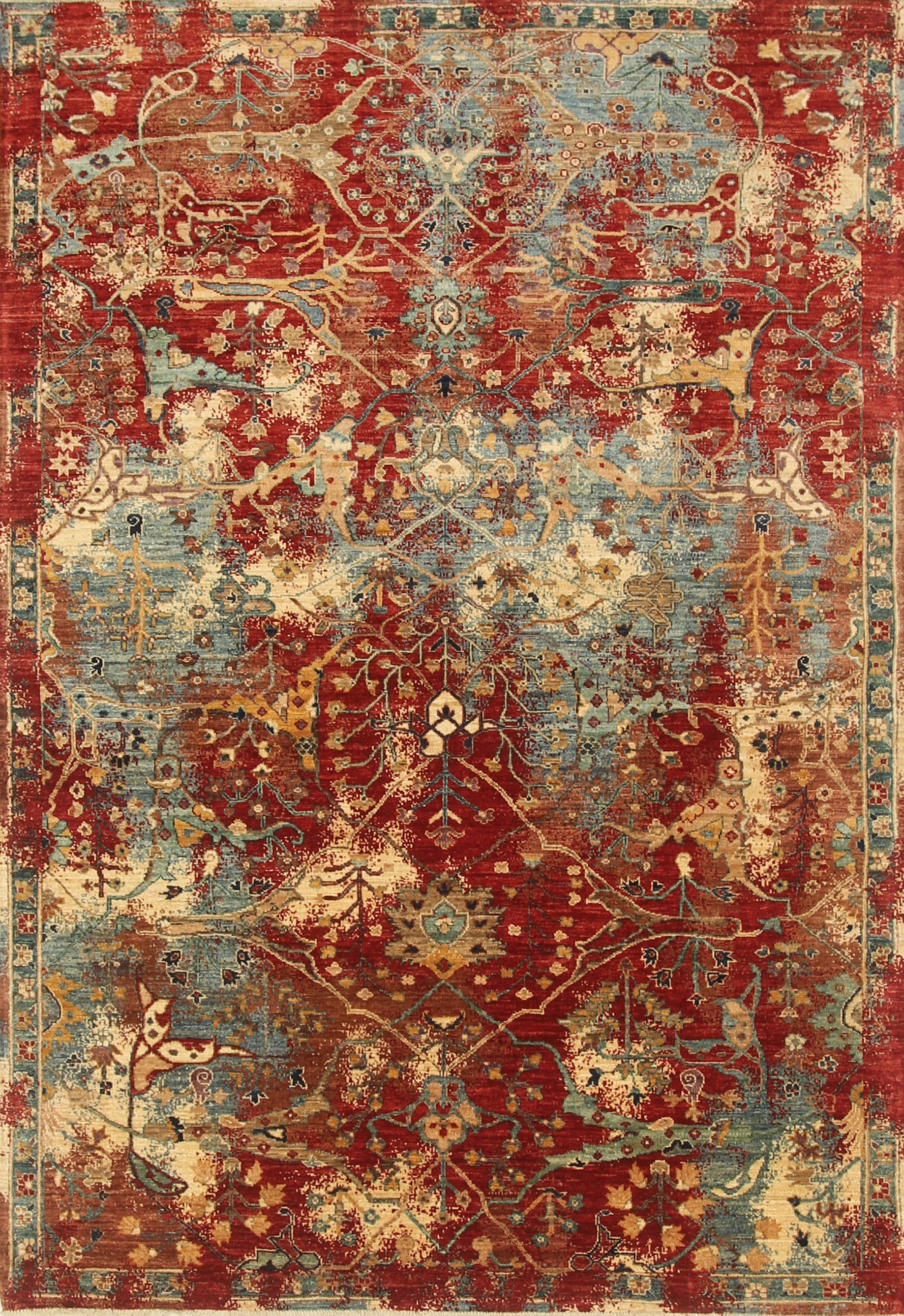6x8 Red Bidjar Afghan Hand-Knotted Wool Oriental Rug