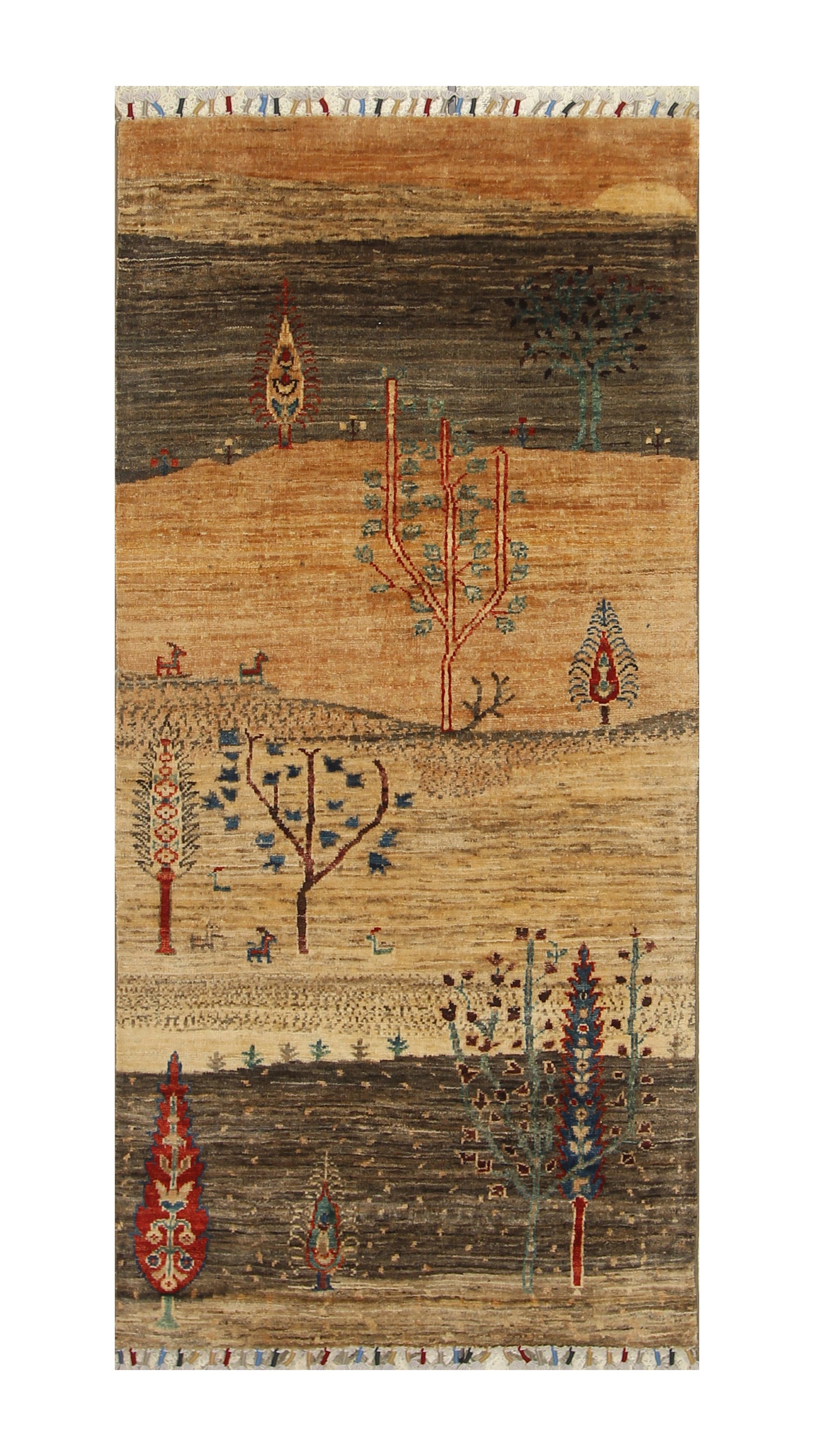 2'5"x5'2" Brown Gabbeh Hand Knotted Afghan Runner Rug