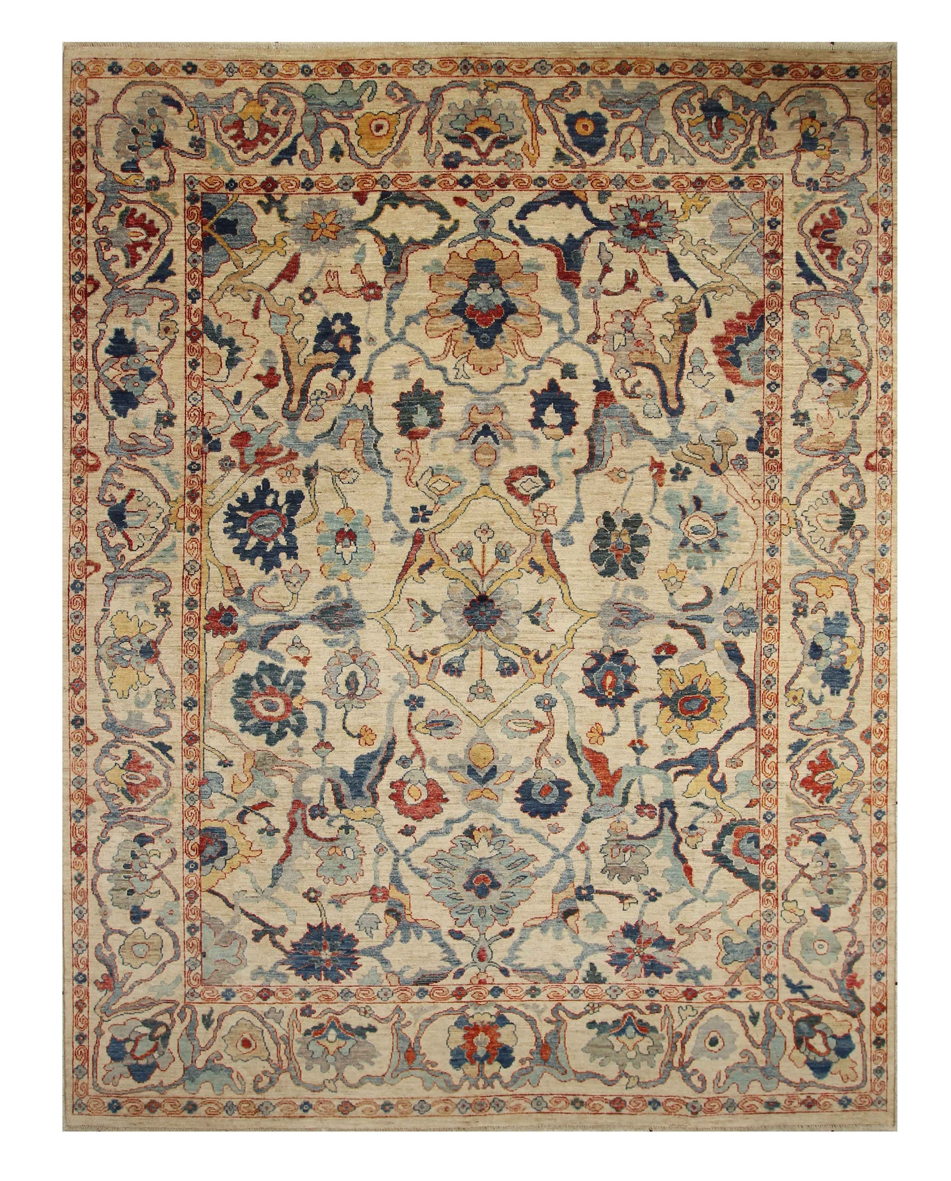 9x12 Beige Oushak Turkish Hand knotted Oriental Rug - Yildiz Rugs