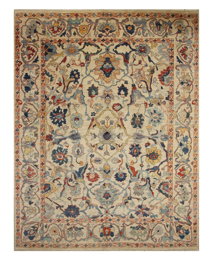 9x12 Beige Oushak Turkish Hand knotted Oriental Rug - Yildiz Rugs