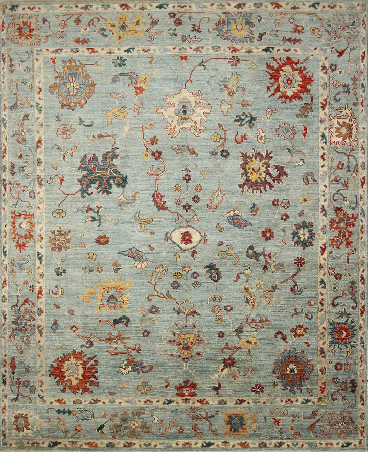 8x10 Oushak Soft Aqua Blue Hand knotted Rug - Yildiz Rugs