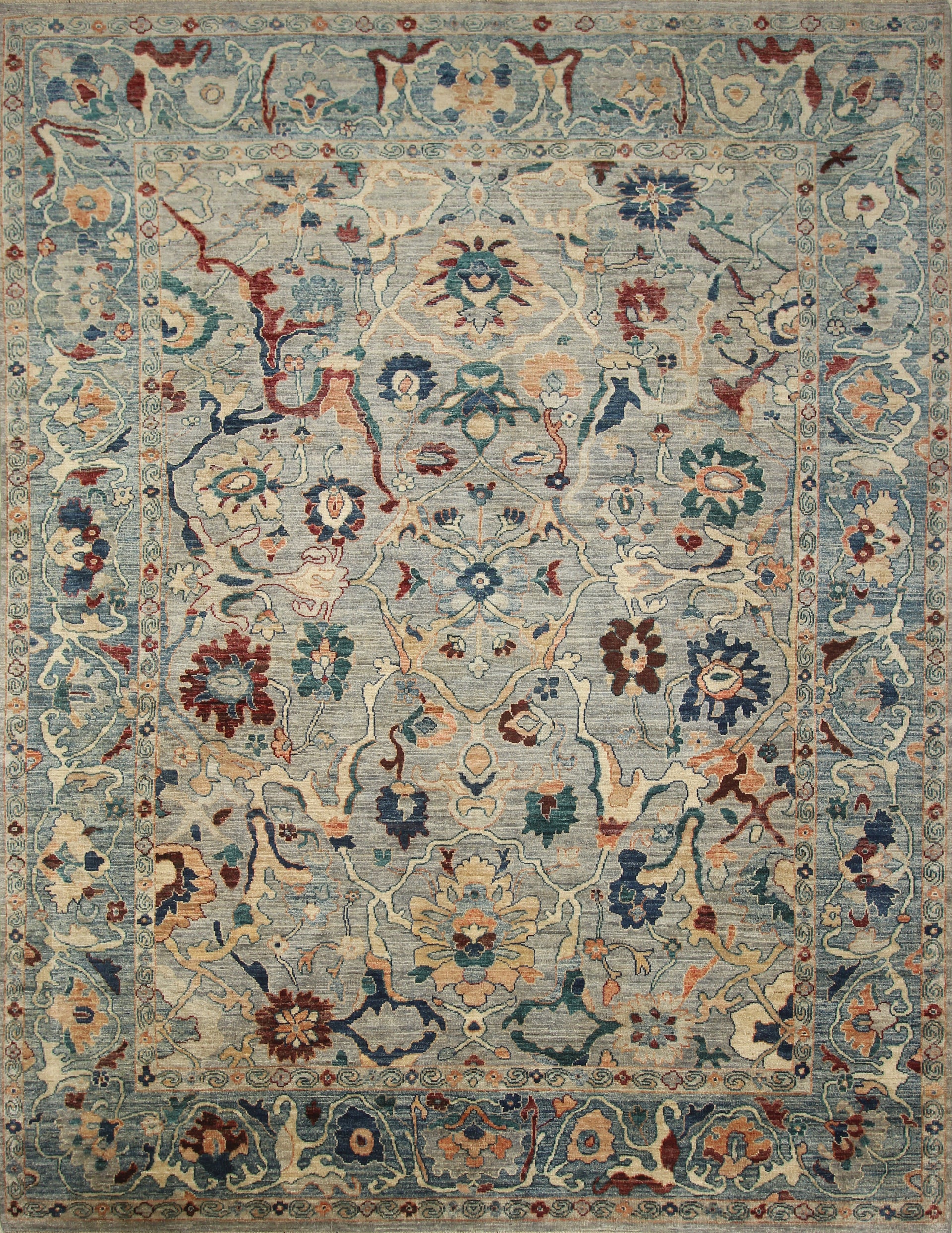 9x12 Oushak Blueish Gray Hand knotted Rug - Yildiz Rugs