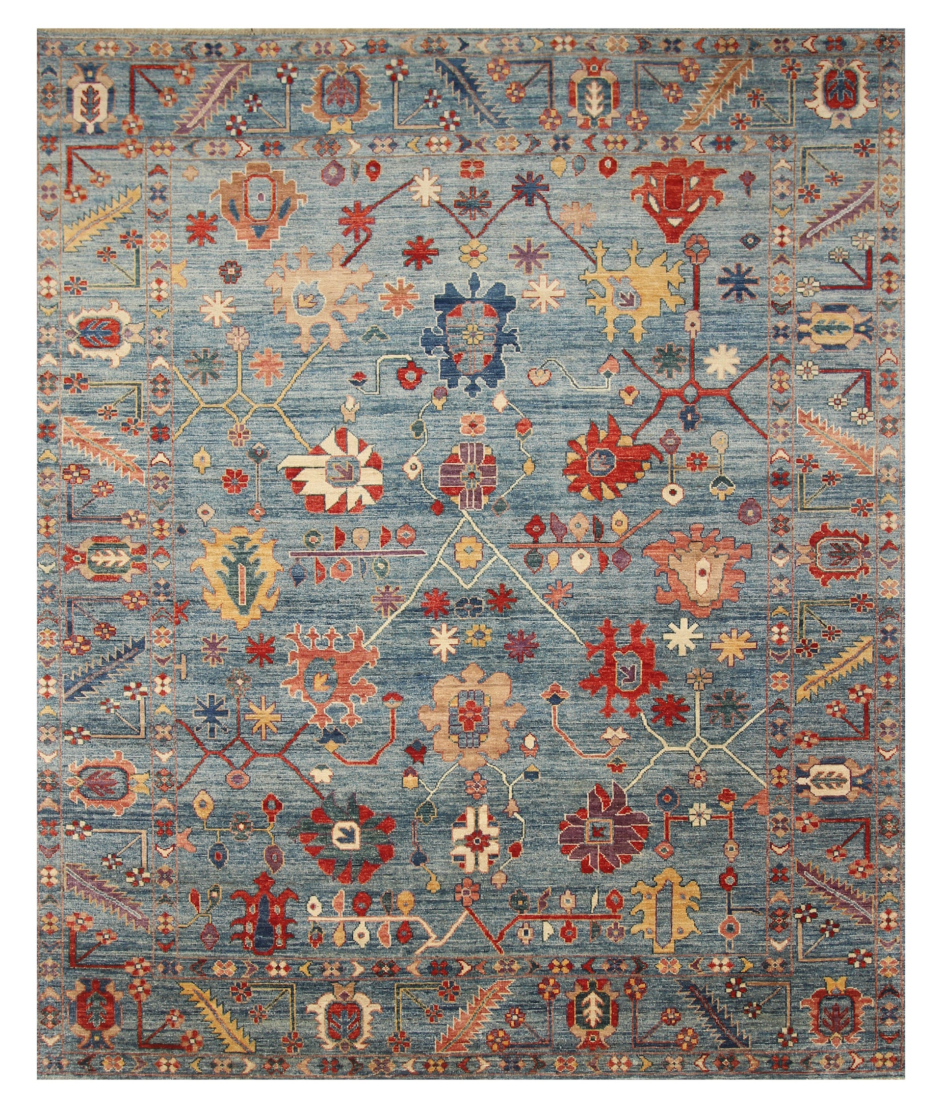 8x10 Blue Oushak Turkish Hand knotted Rug