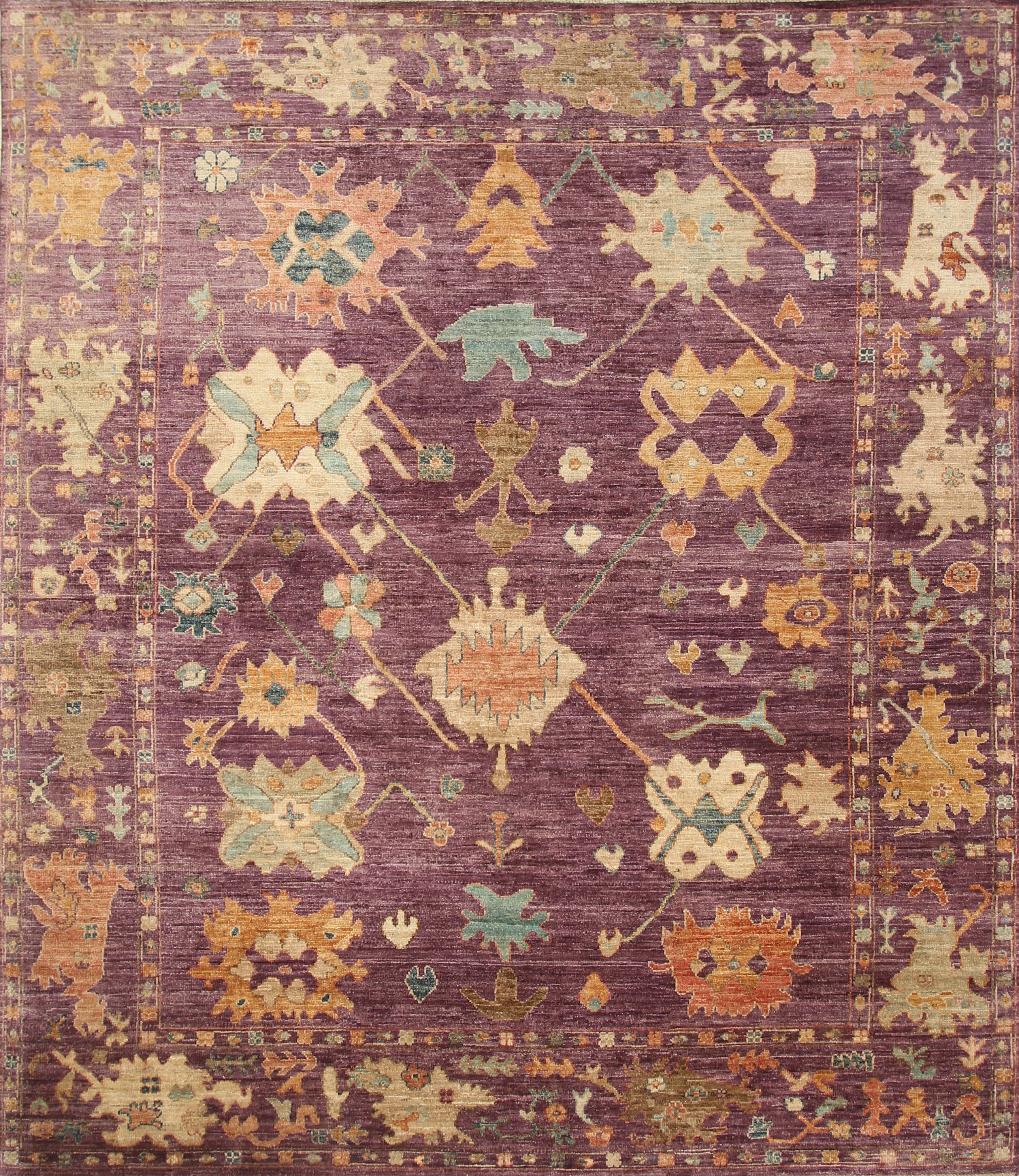 8x10 Oushak Muted Purple Hand knotted Rug - Yildiz Rugs