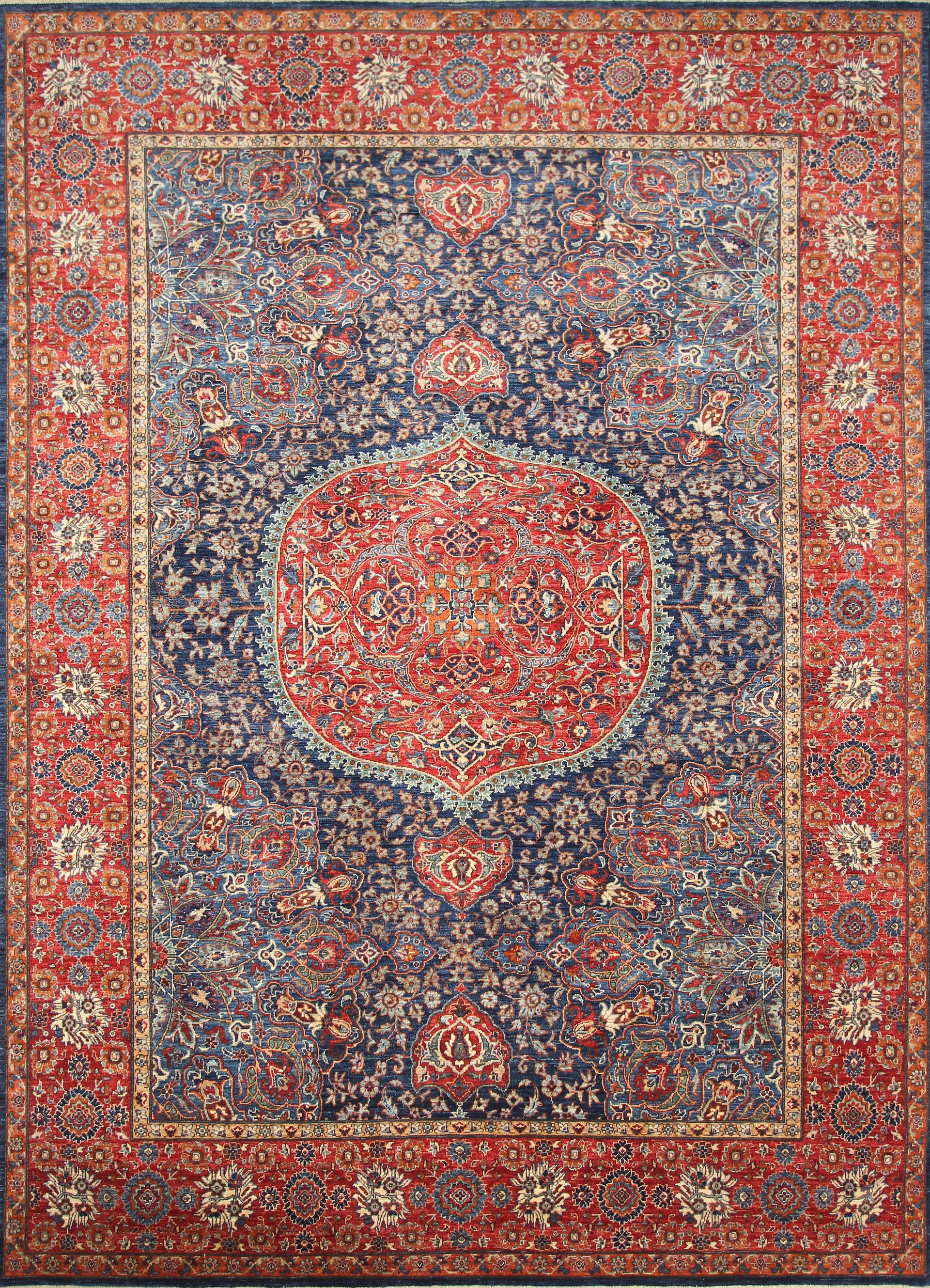 9x12 Navy Blue Hereke Hand Knotted Wool Oriental Rug - Yildiz Rugs