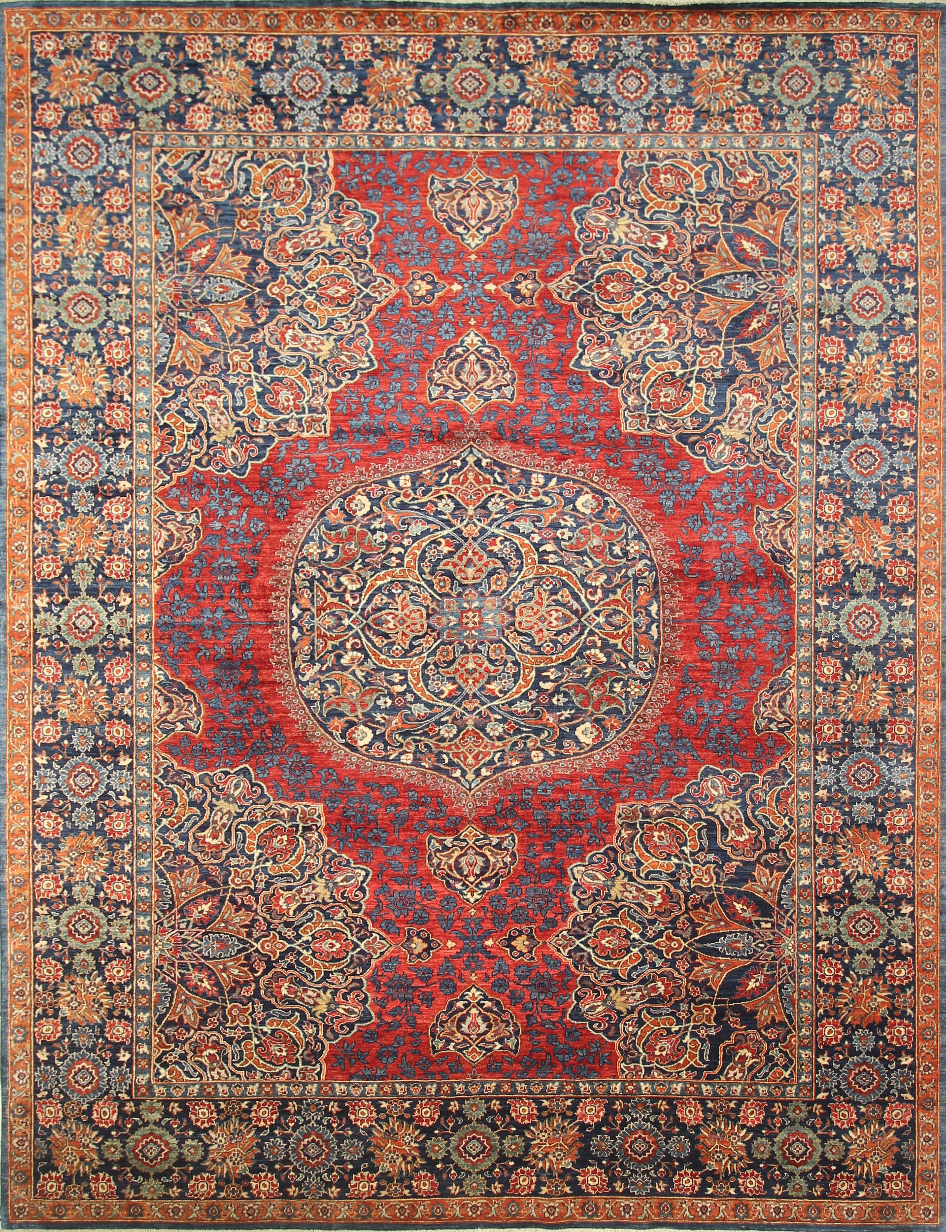 9x12 Navy Blue Hereke Hand Knotted Wool Oriental Rug - Yildiz Rugs