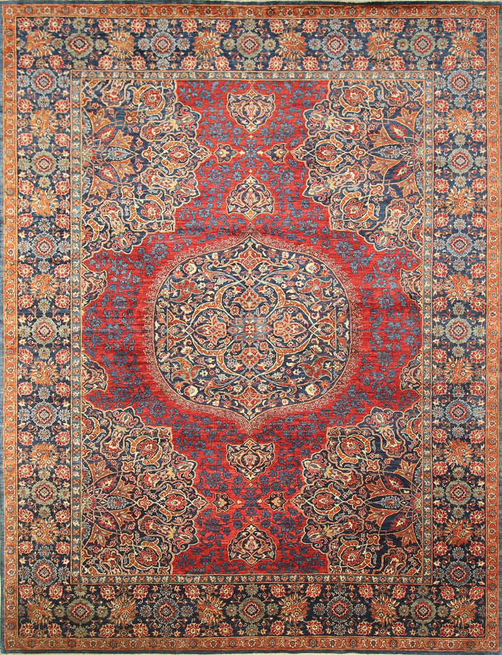 9x12 Navy Blue Hereke Hand Knotted Wool Oriental Rug - Yildiz Rugs