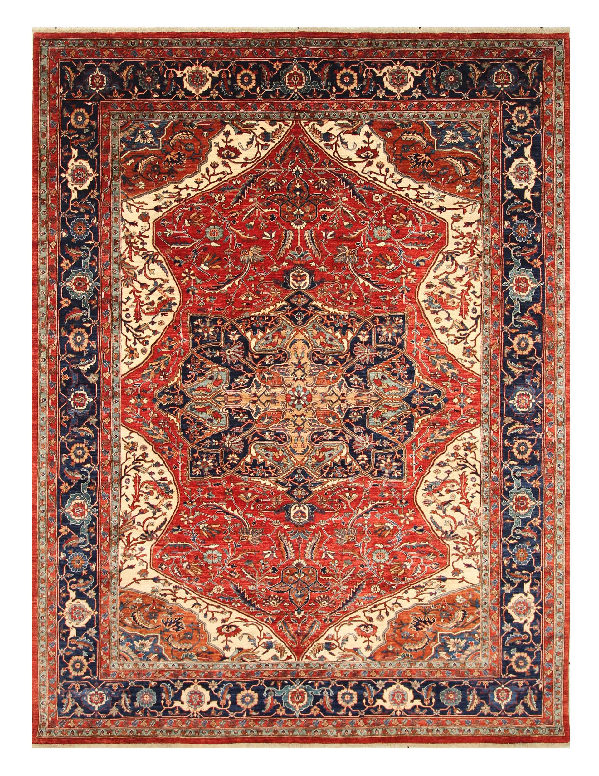 9x12 Red Afghan Hand Knotted Wool Oriental Rug - Yildiz Rugs